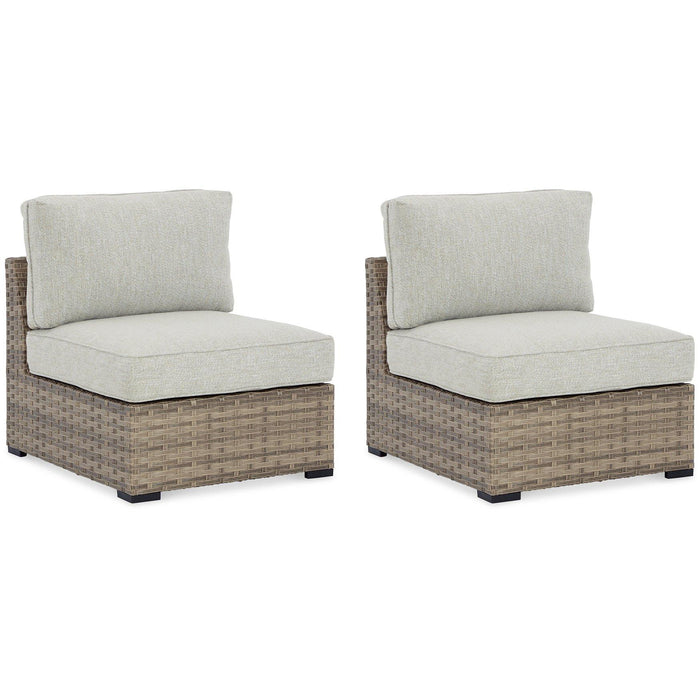 Calworth Outdoor Armless Chair with Cushion (Set of 2)