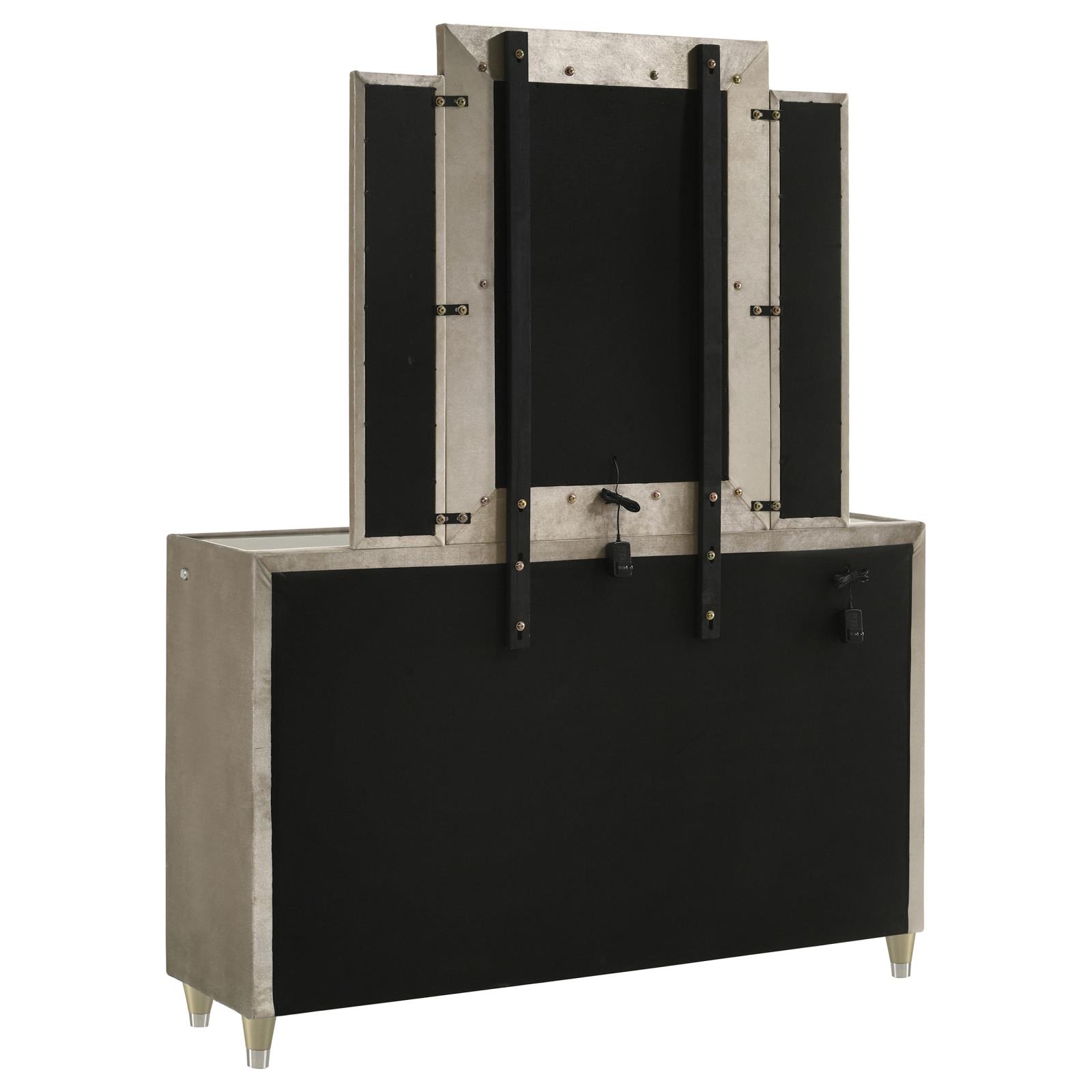 Lorient 8-drawer LED Dresser with Mirror Ivory and Camel - Image 6