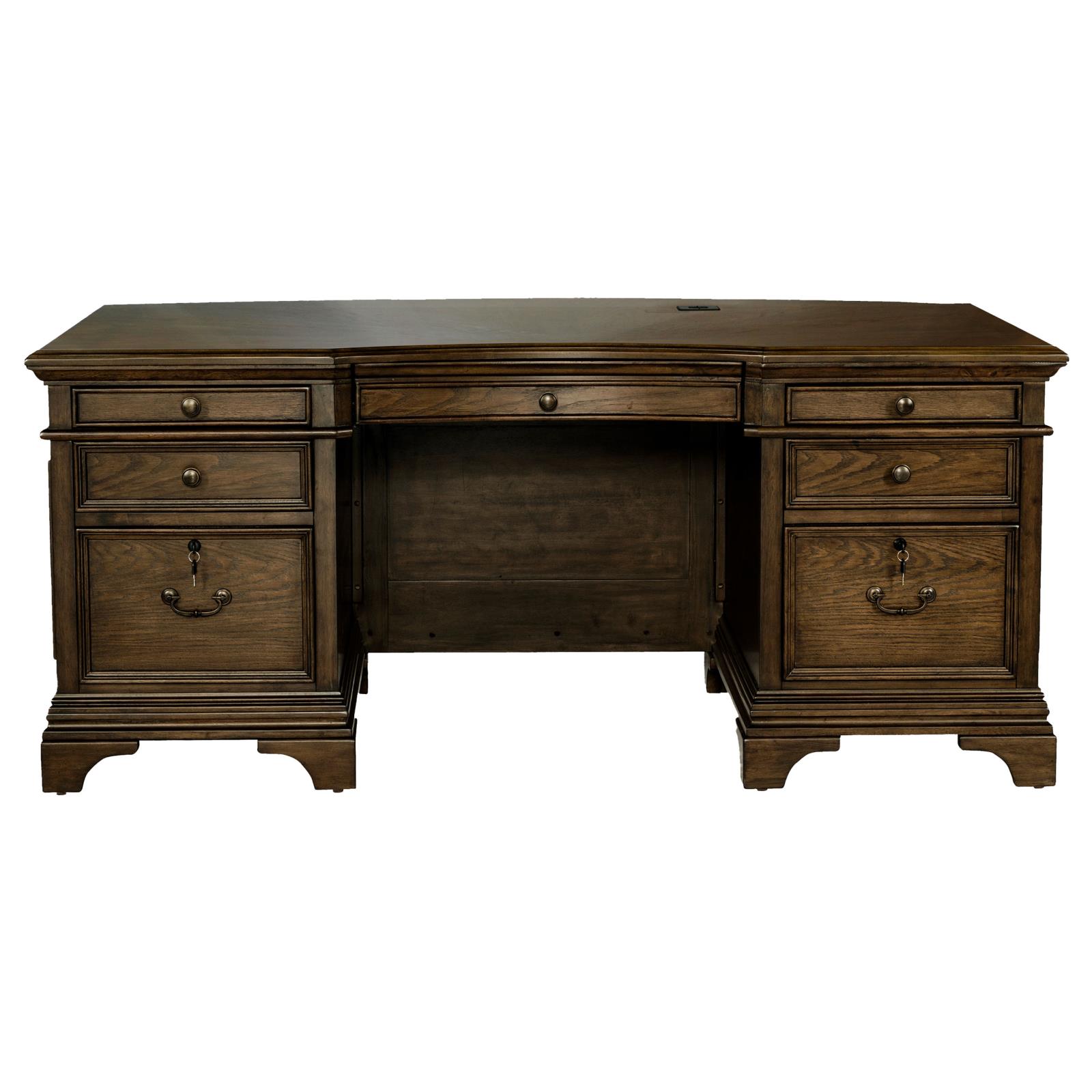 Hartshill 72-inch 7-drawer Executive Desk Burnished Oak - Image 4