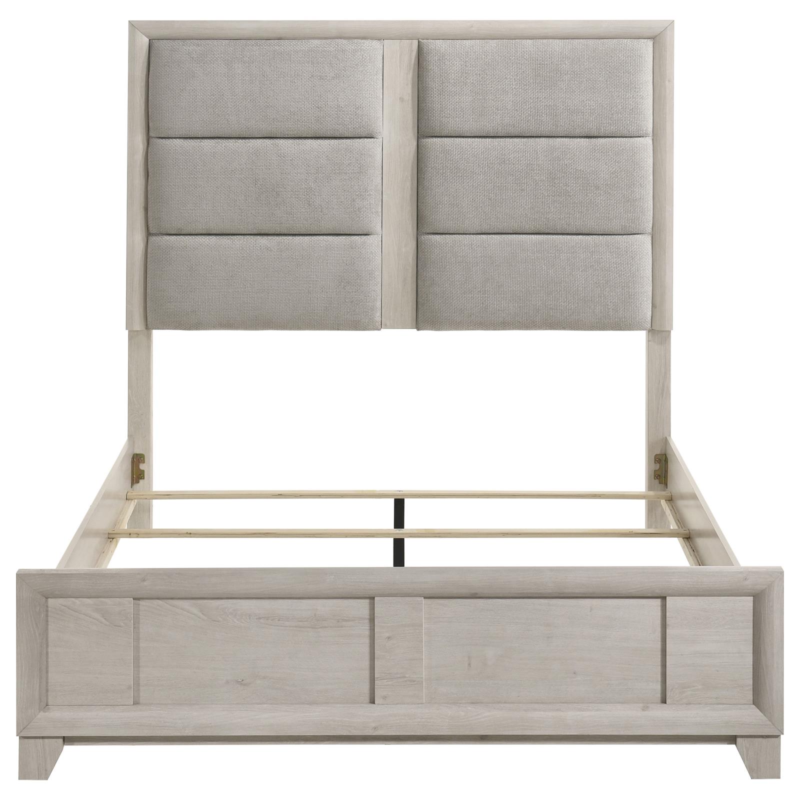 Farre Queen Upholstered Platform Panel Bed Washed Grey - Image 4