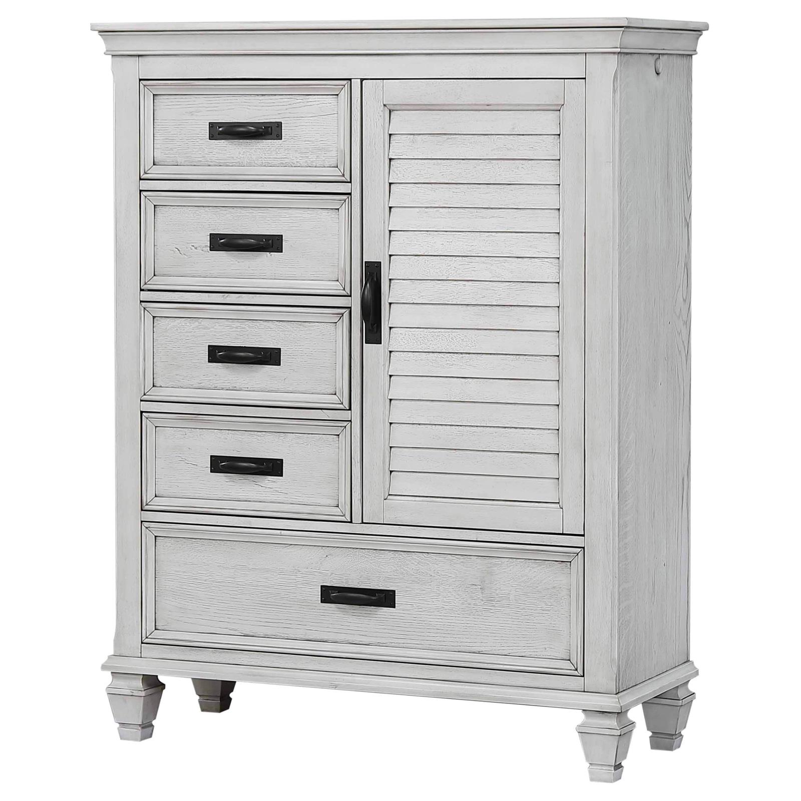 Franco 5-drawer Door Chest Distressed White - Image 2