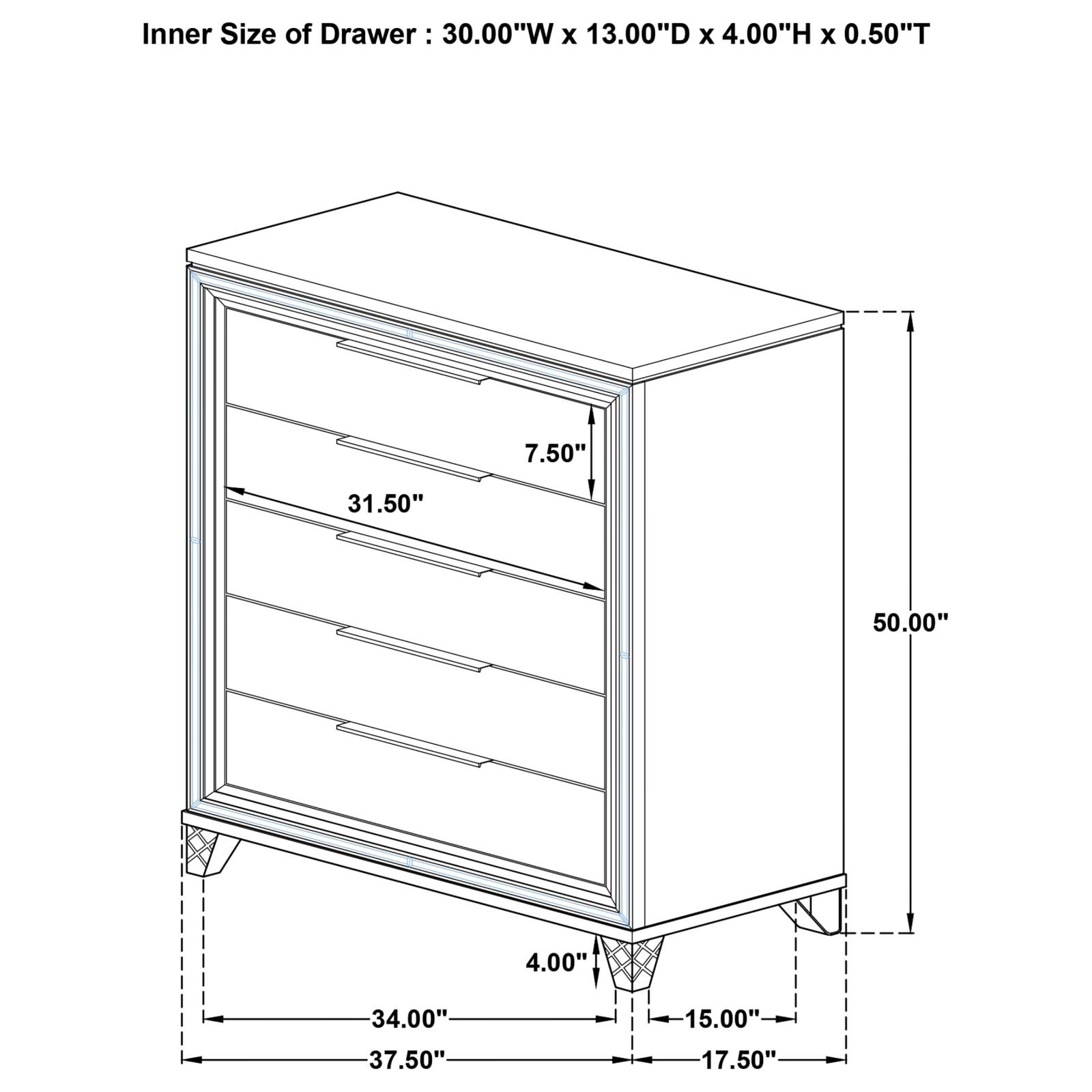 Marmore 5-drawer Bedroom Chest of Drawers White - Image 14