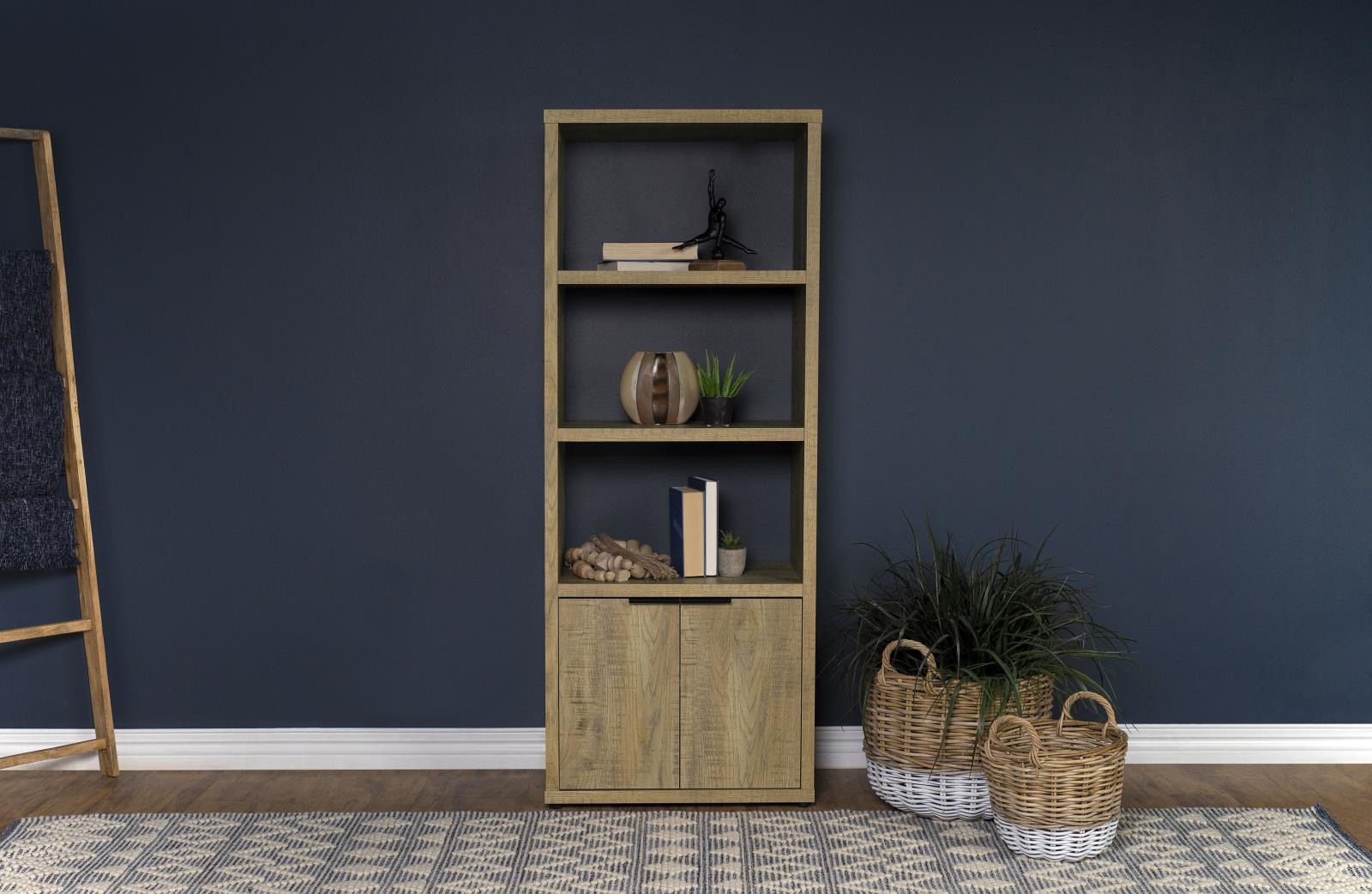 Tabby Farmhouse Media Tower with Adjustable Shelf and 2-Door Storage Mango - Image 2