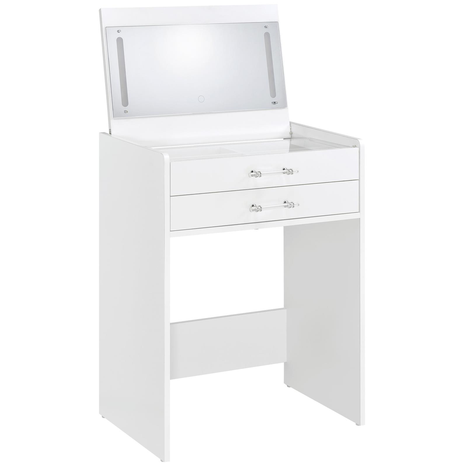 Danbury 3-drawer Makeup Vanity & Stool Set White High Gloss - Image 7