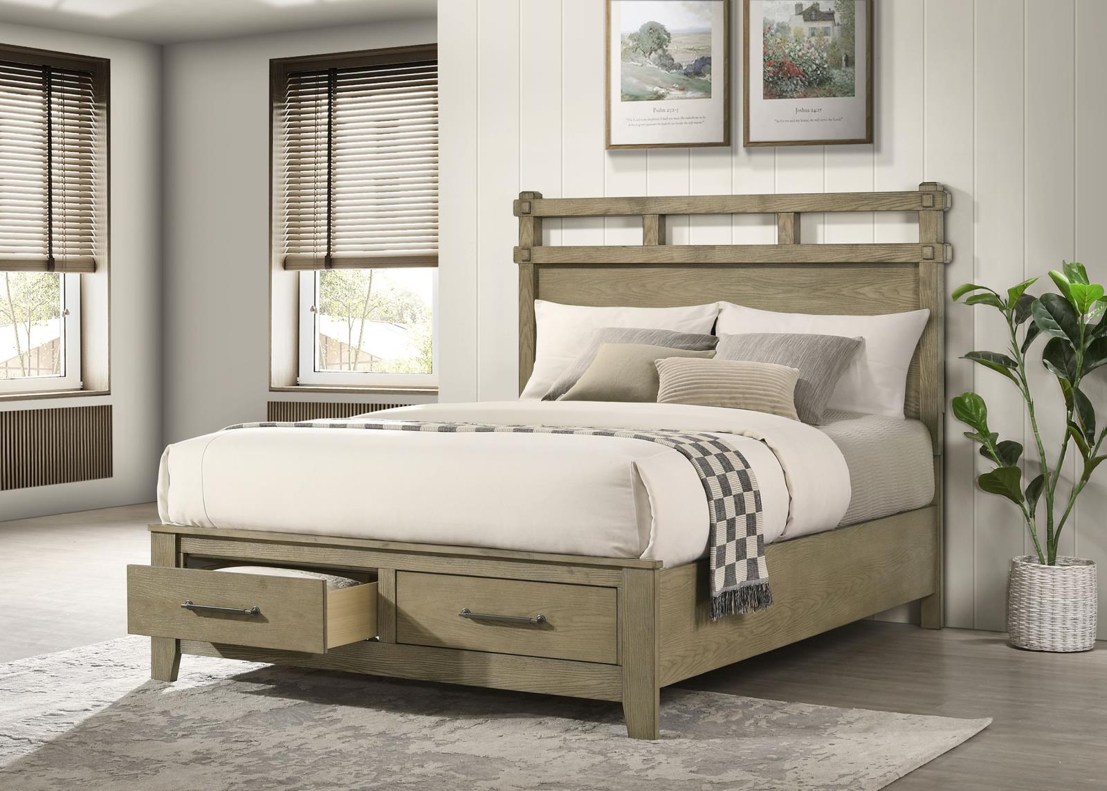 Hazlewood 59-inch Queen Panel Storage Bed Vineyard Oak - Image 2