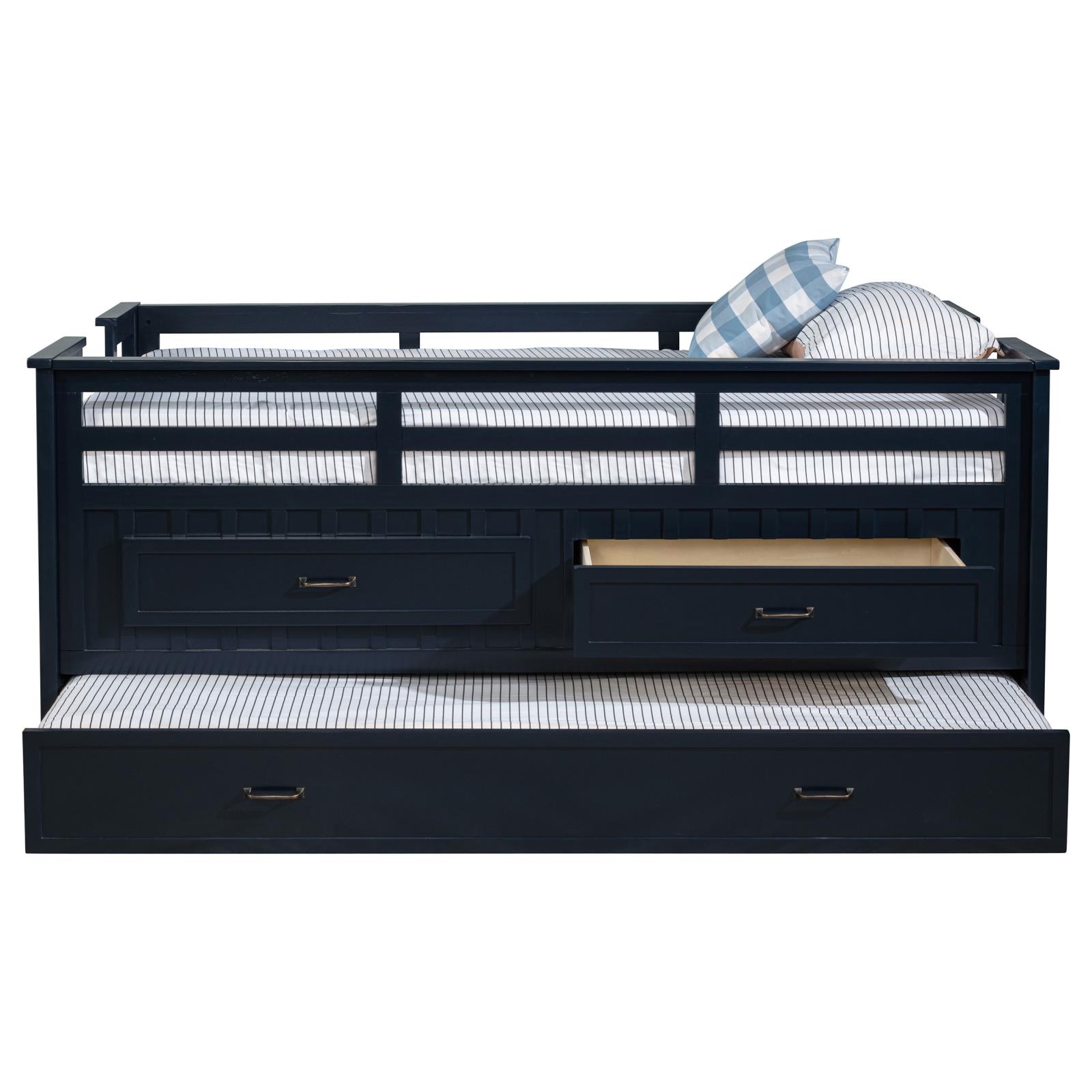 Carlsbad Wood Twin Captains Bed With Trundle Navy Blue - Image 6
