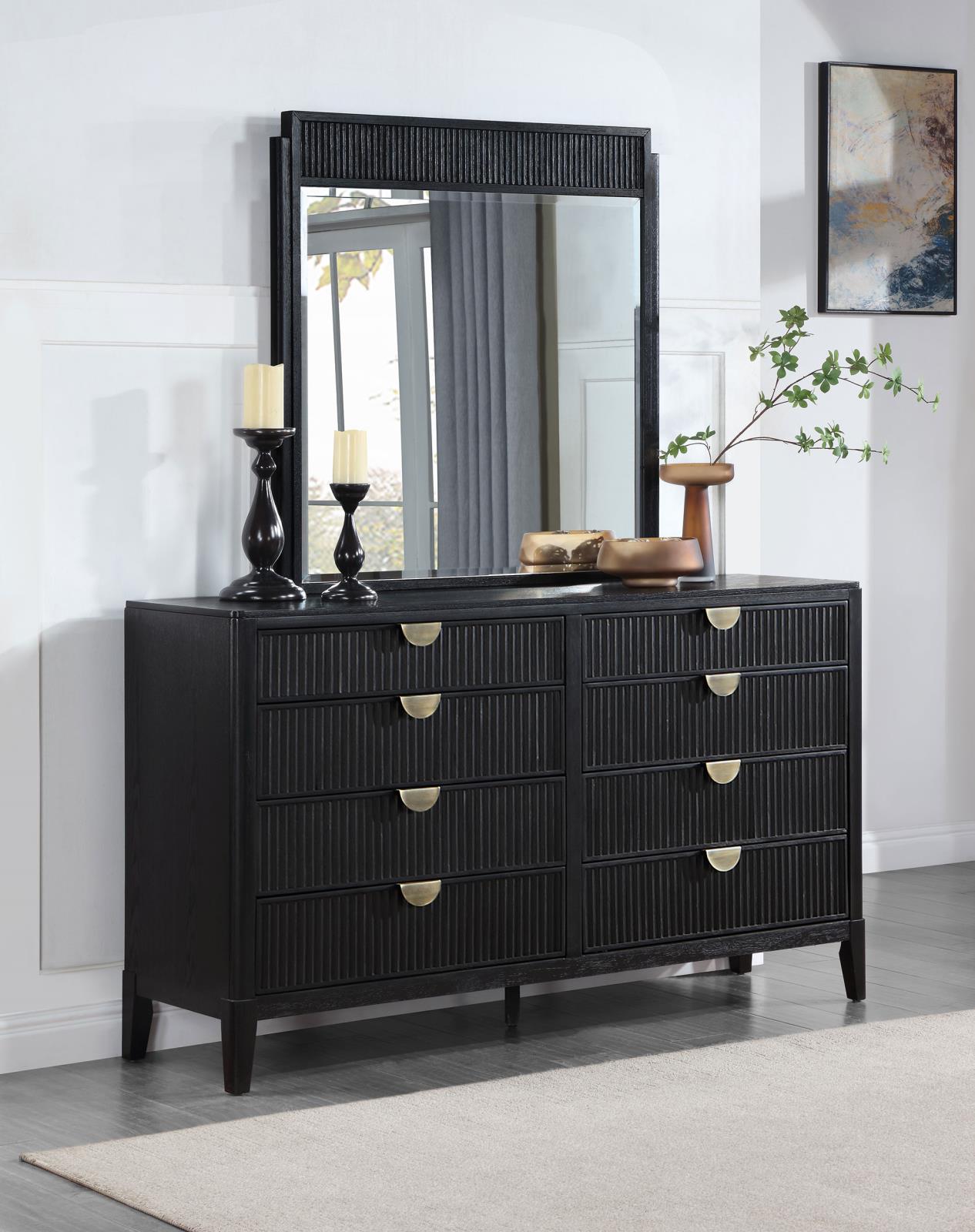 Brookmead 8-drawer Dresser with Mirror Black - Image 2