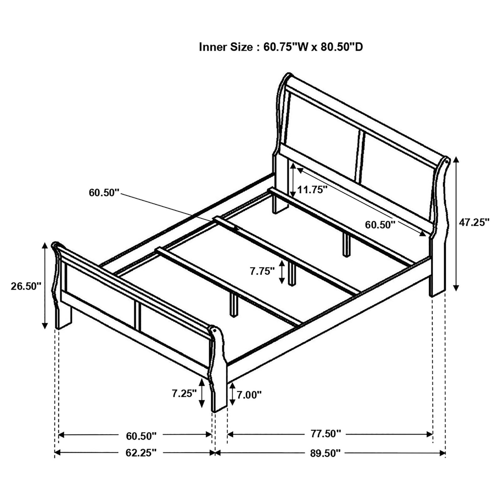 Louis Philippe Wood Queen Sleigh Bed Cappuccino - Image 8