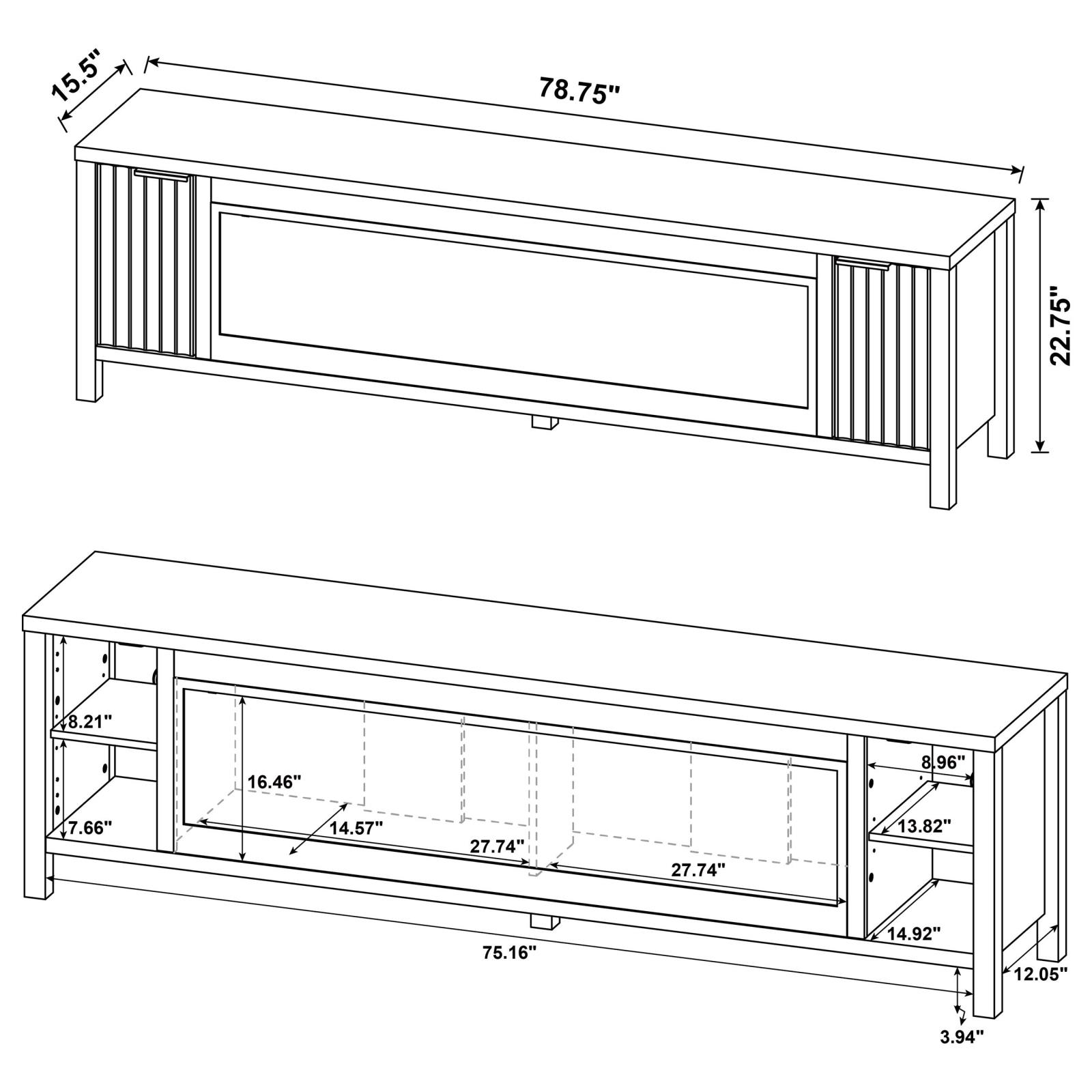 Carey 79-inch TV Stand Fireplace Media Console Dark Pine - Image 15