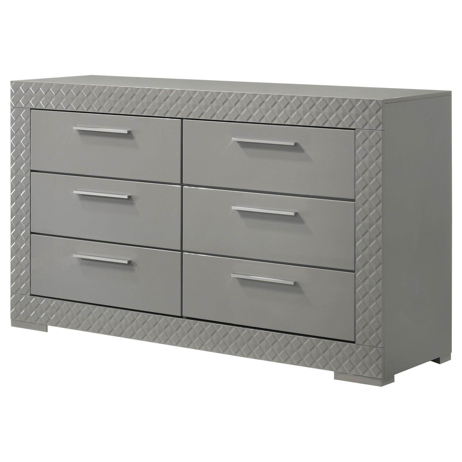 Ives 6-drawer Dresser Cabinet Grey High Gloss - Image 4