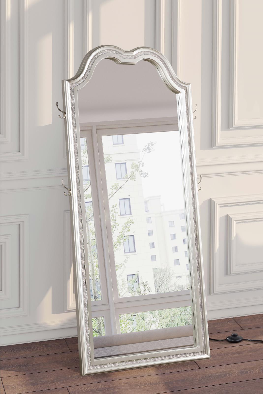 Evangeline Full Length LED Light Floor Mirror Silver Oak - Image 2