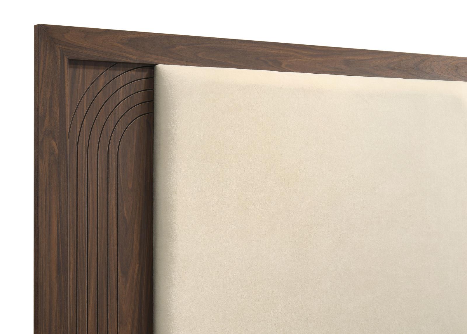 Etienne Eastern King Velvet Upholstered Panel Bed Walnut - Image 7