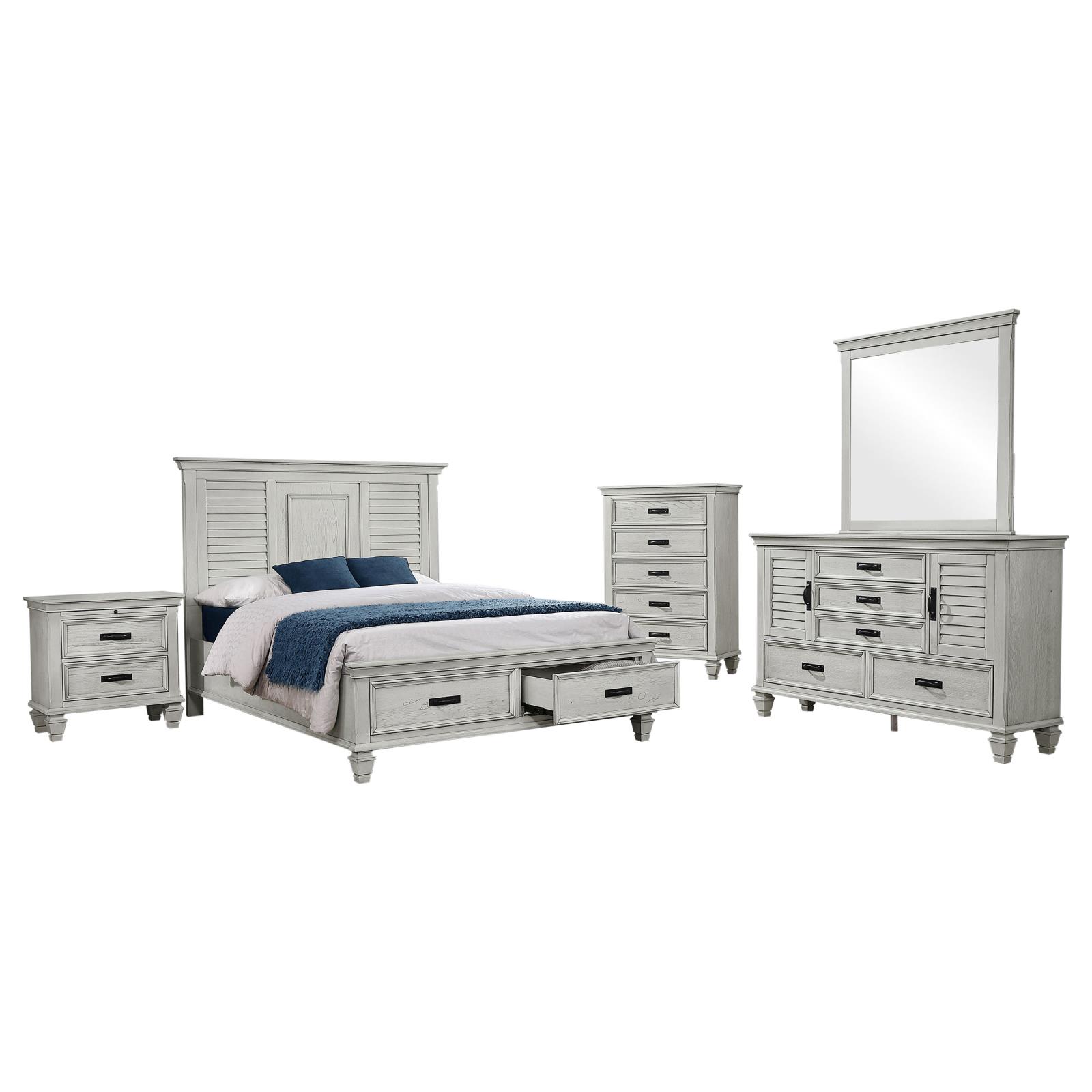 Franco Bedroom Set Distressed White - Image 14