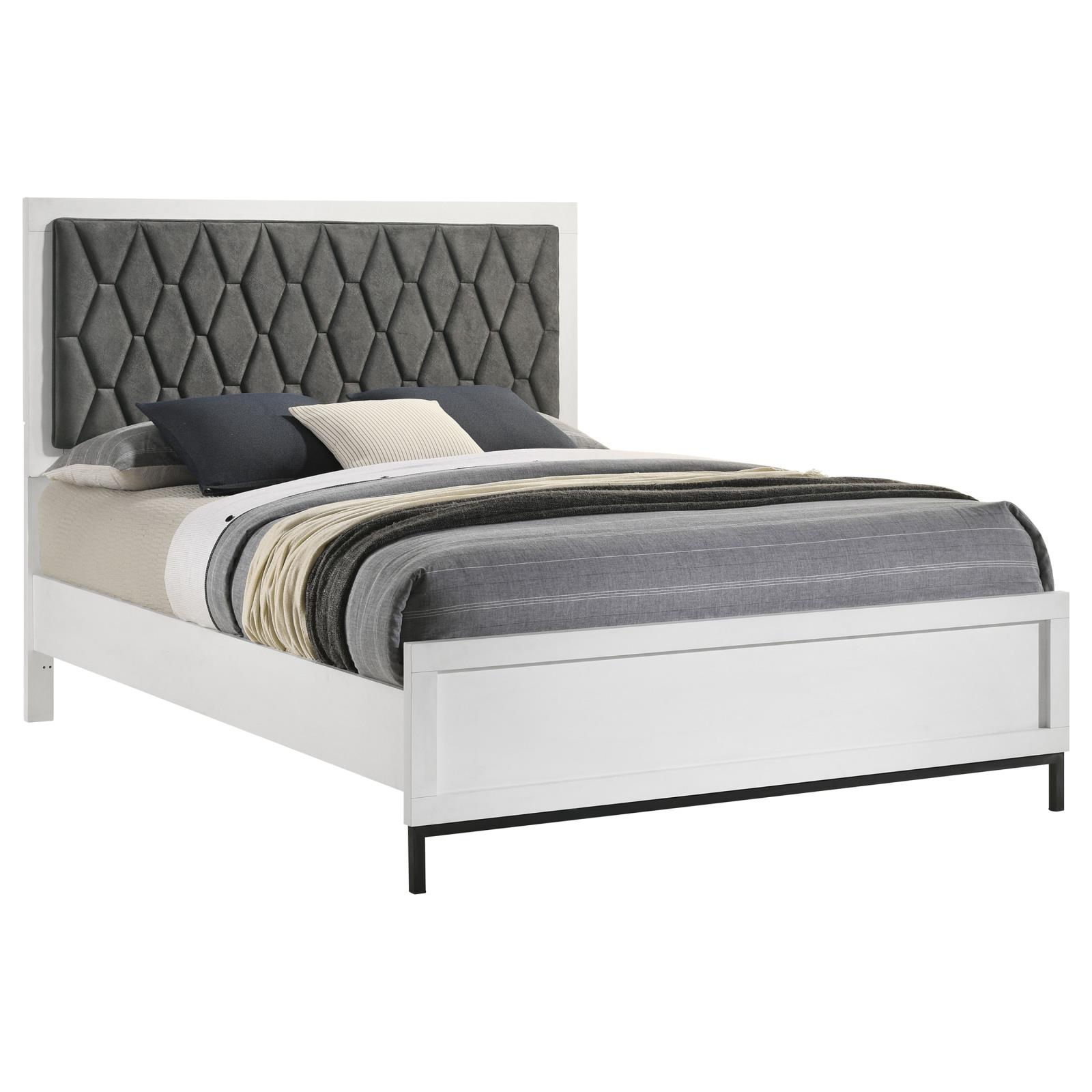 Sonora Queen Upholstered Panel Bed White - Image 3