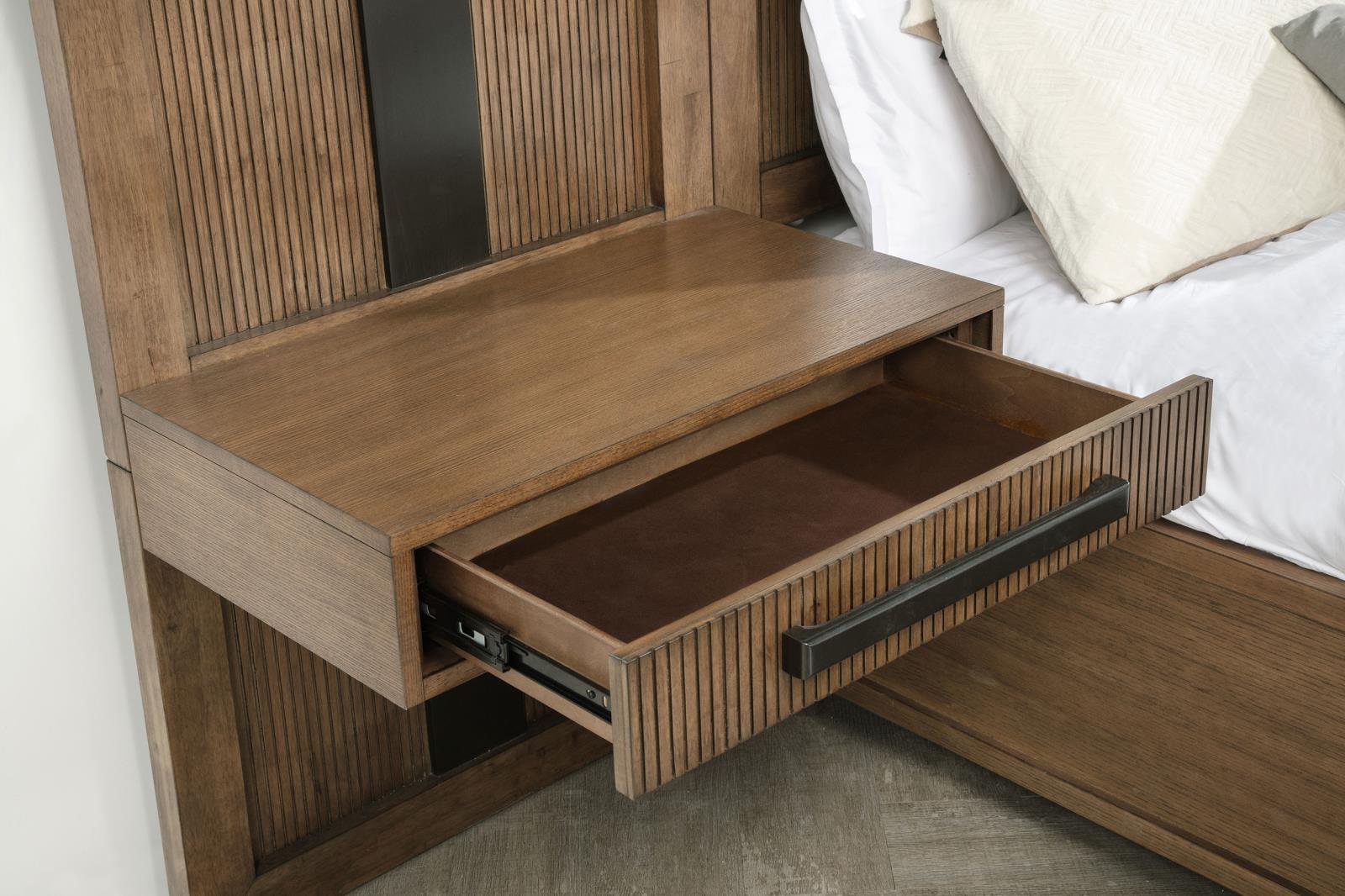 Terrace Eastern King Wall Panel Storage Bed Ash Brown - Image 6