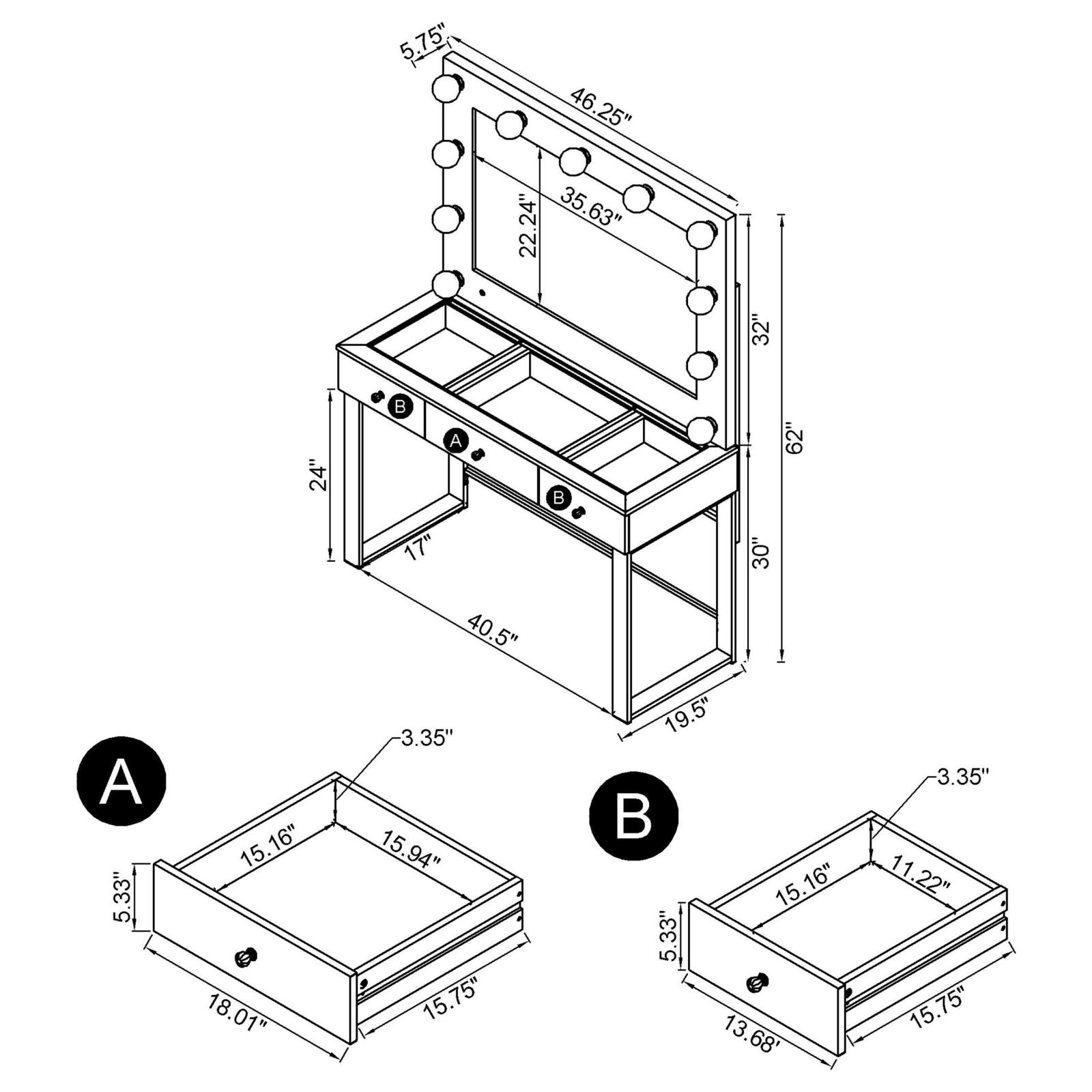 Umbridge 3-drawer Vanity Set with Lighting Chrome and White - Image 6