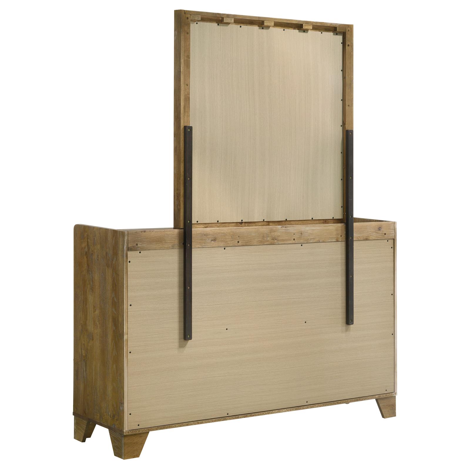 Henderson 6-drawer Bedroom Dresser with Mirror Medium Oak - Image 4