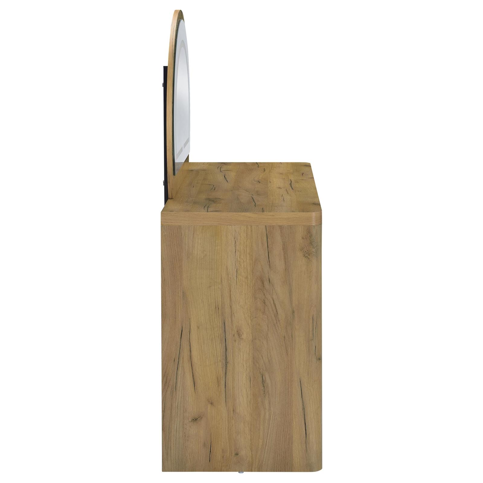 Irwin Vanity Table with LED Mirror and Storage Rustic Oak - Image 8