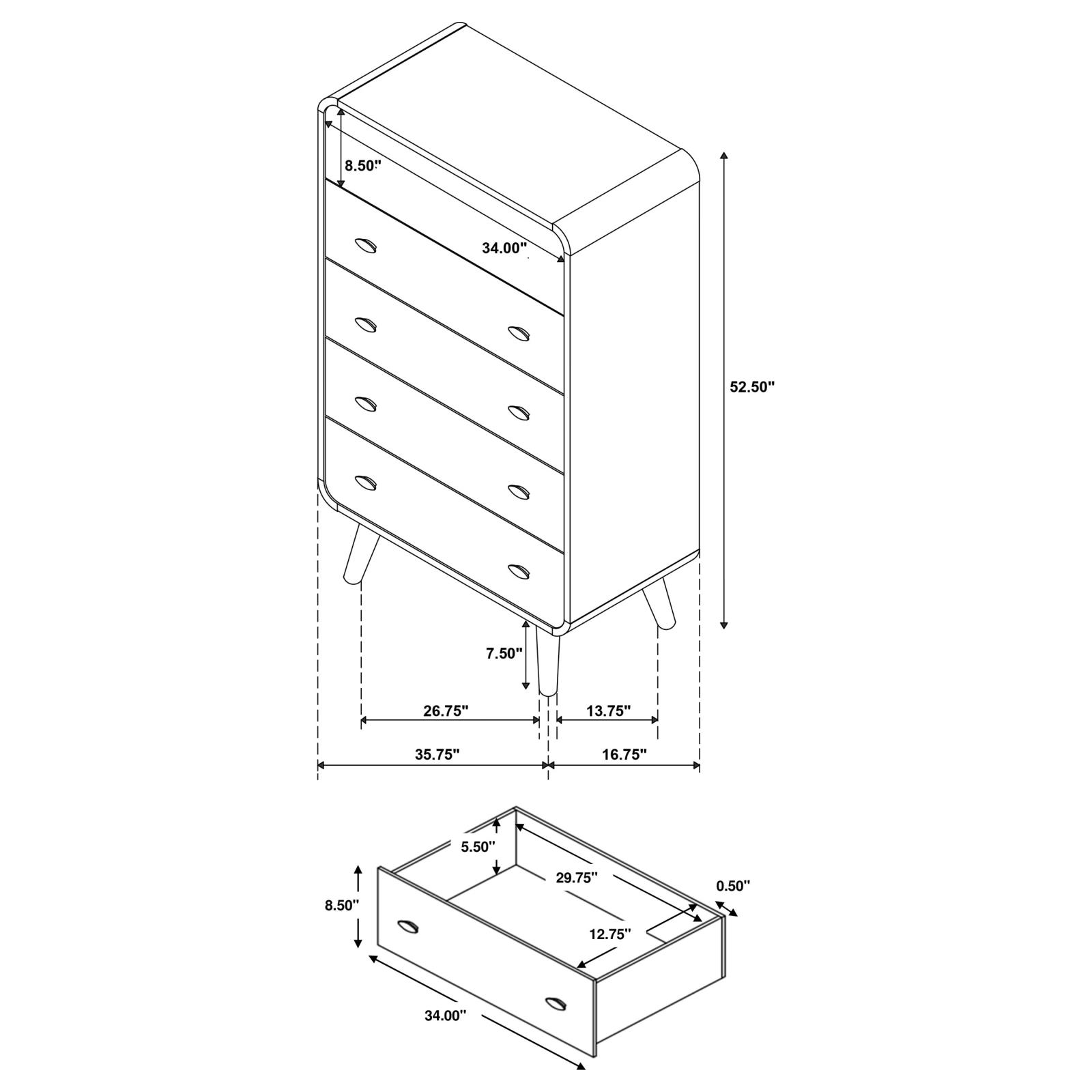 Robyn 5-drawer Bedroom Chest of Drawers Light Ash - Image 12