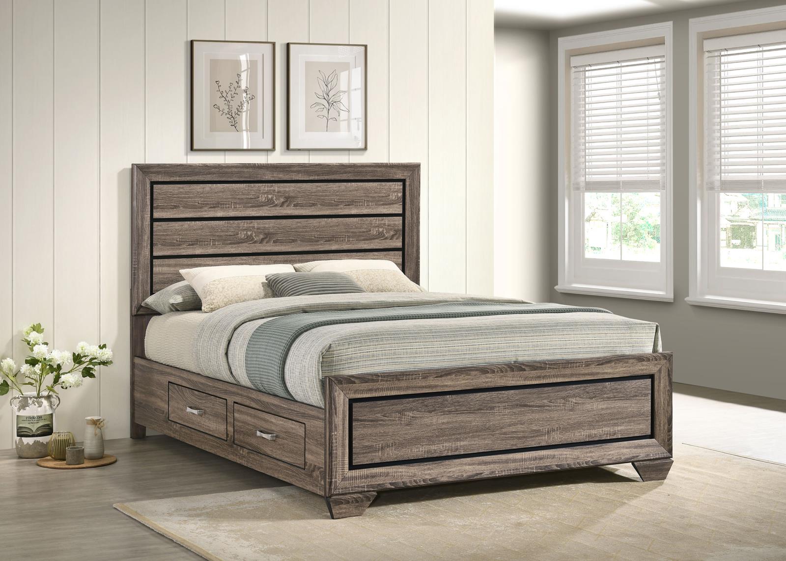 Kauffman Wood Queen Storage Panel Bed Washed Taupe - Image 2