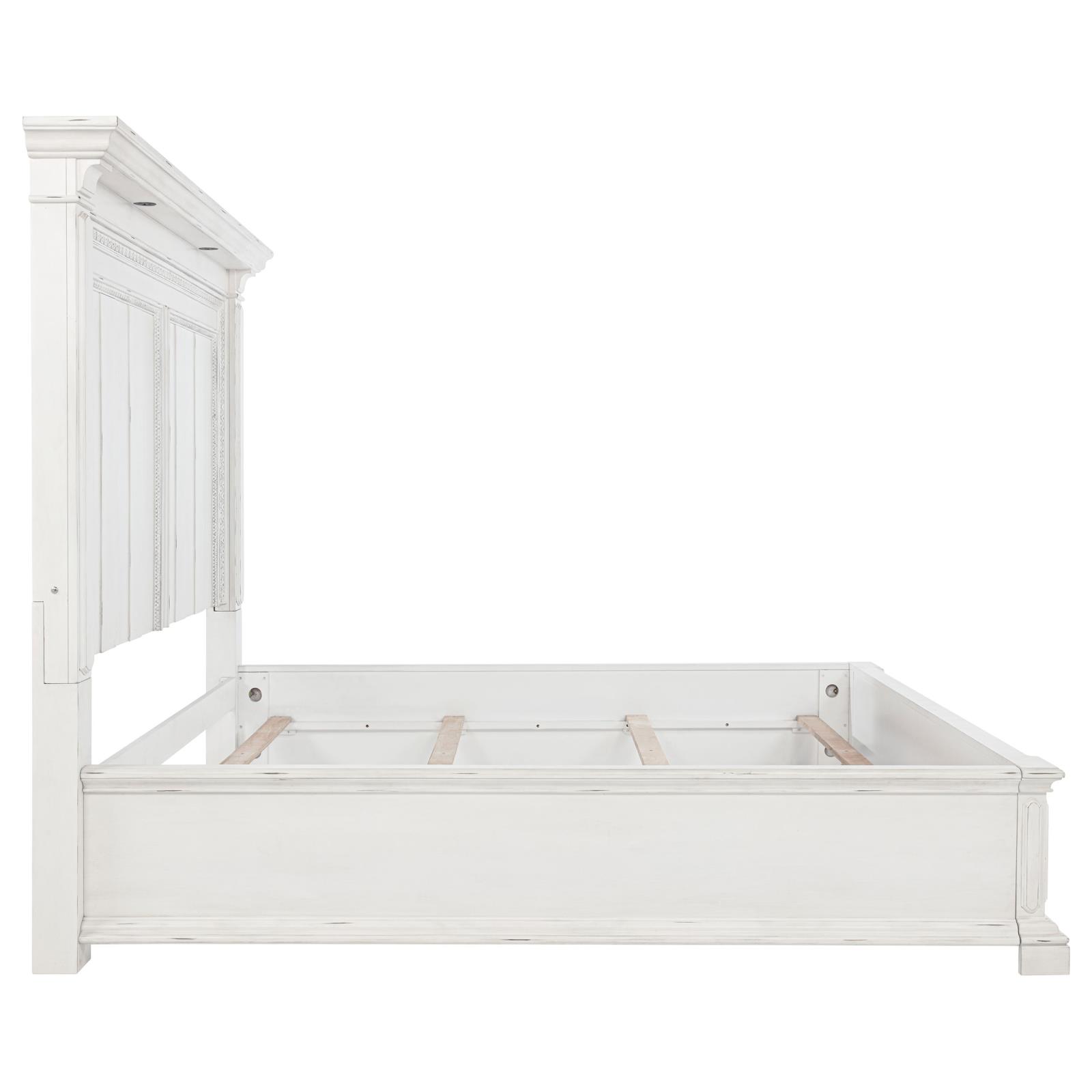 McKinney Queen LED Light Panel Bed Vintage White - Image 7