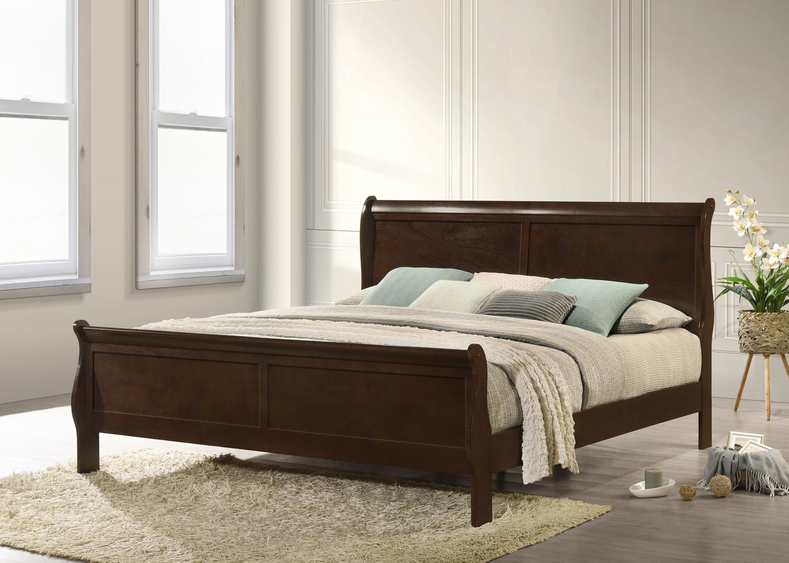 Louis Philippe Wood Eastern King Sleigh Bed Cappuccino - Image 2