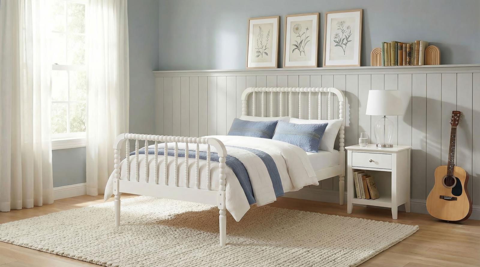 Jones Wood Twin Open Frame Bed White - Image 2