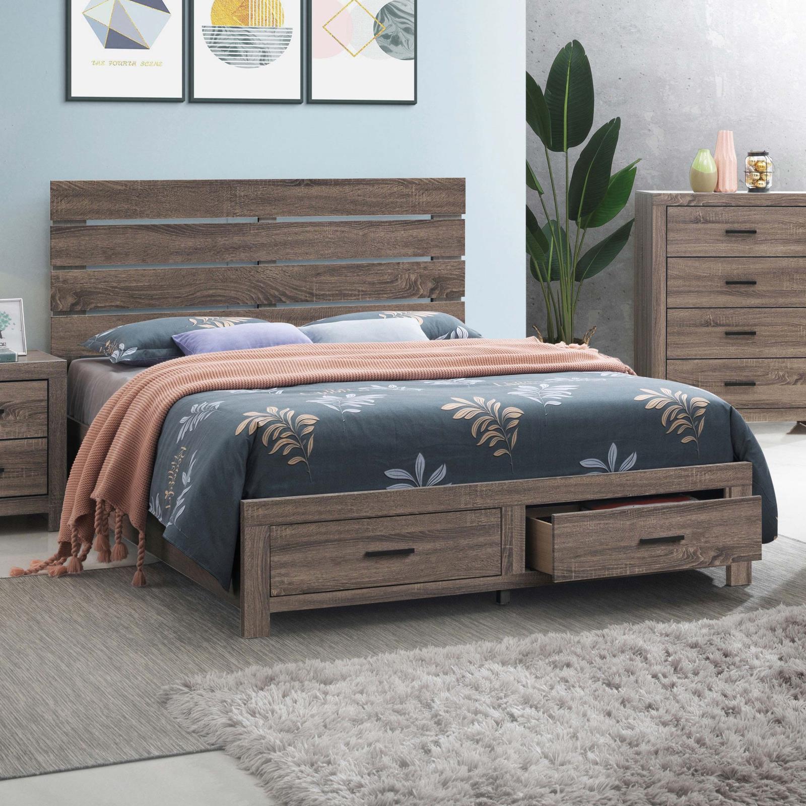 Brantford Wood Queen Storage Panel Bed Barrel Oak - Image 2