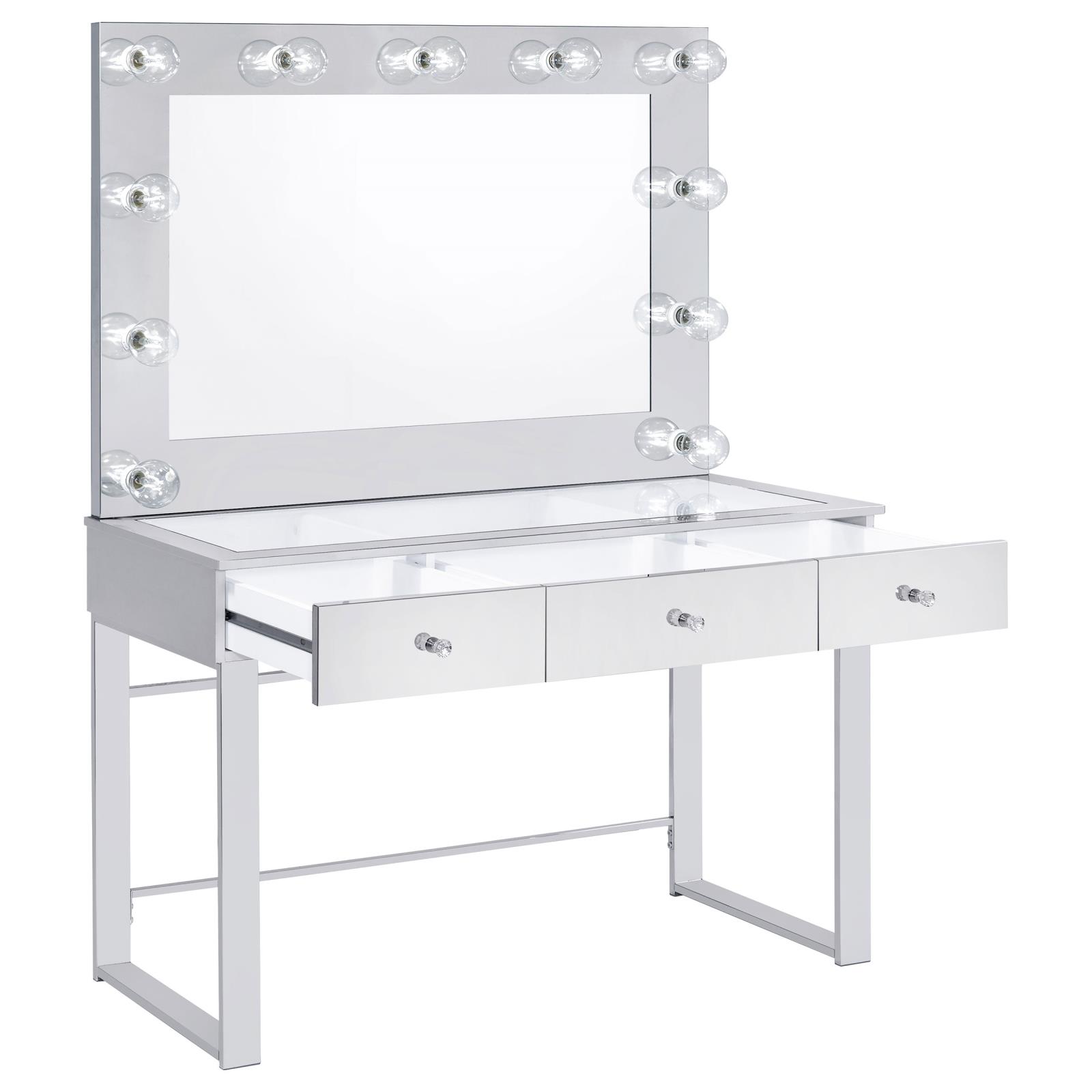 Umbridge 3-drawer Vanity Set with Lighting Chrome and White - Image 3
