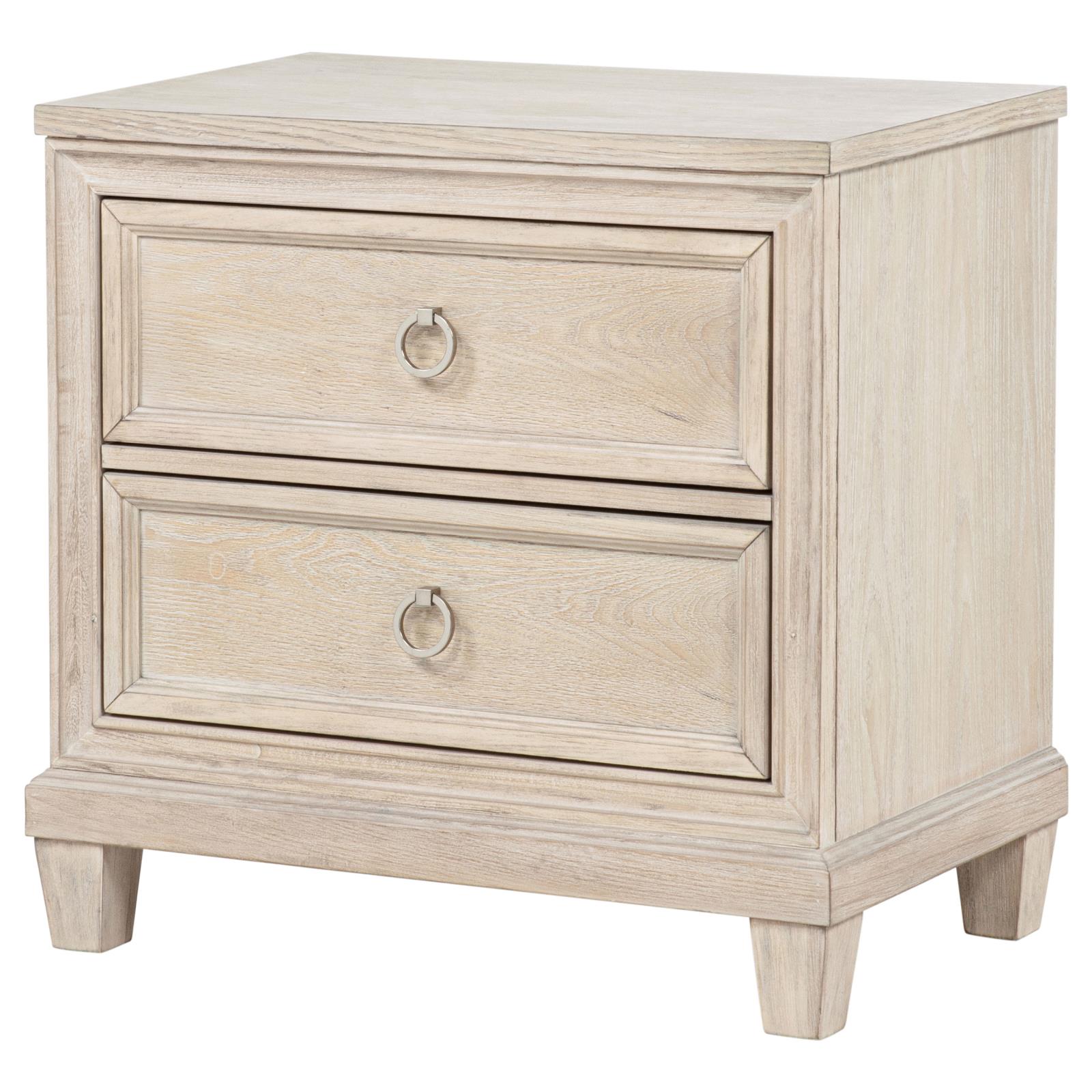 Pembroke 2-drawer Nightstand Bedside Table Washed Oak - Image 4