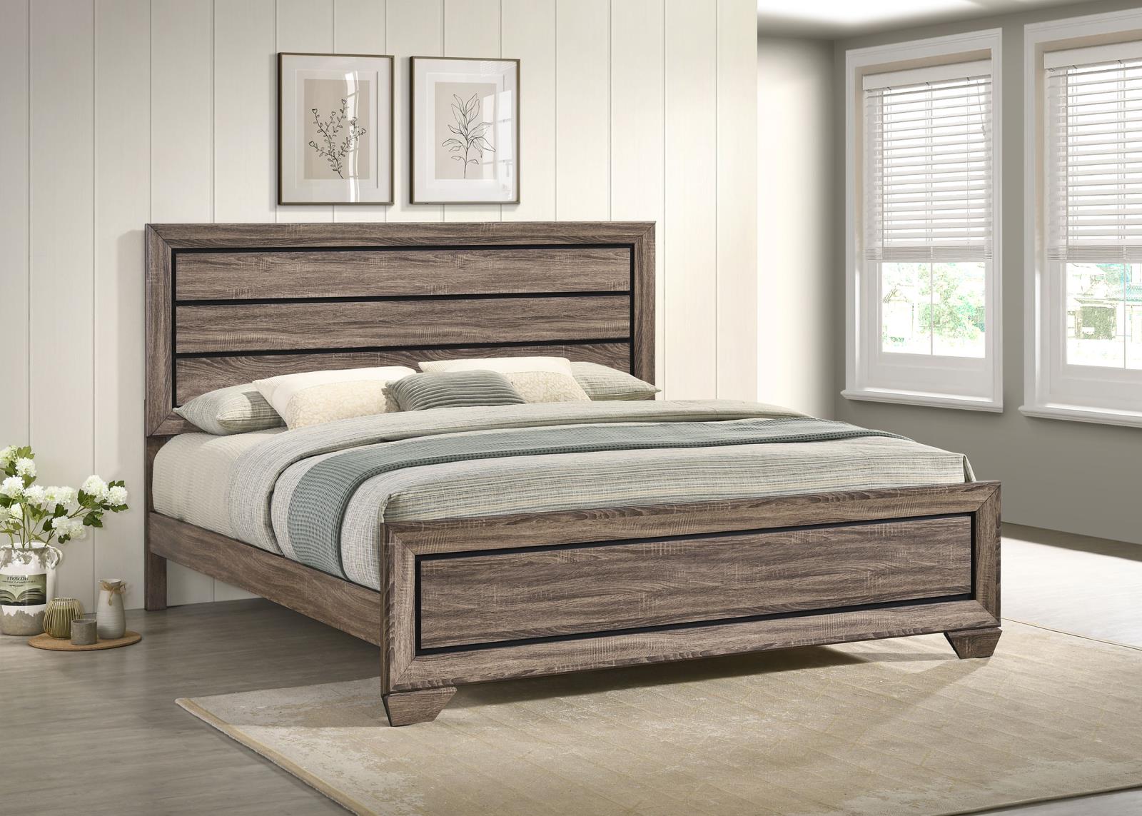 Kauffman Wood Eastern King Panel Bed Washed Taupe - Image 2