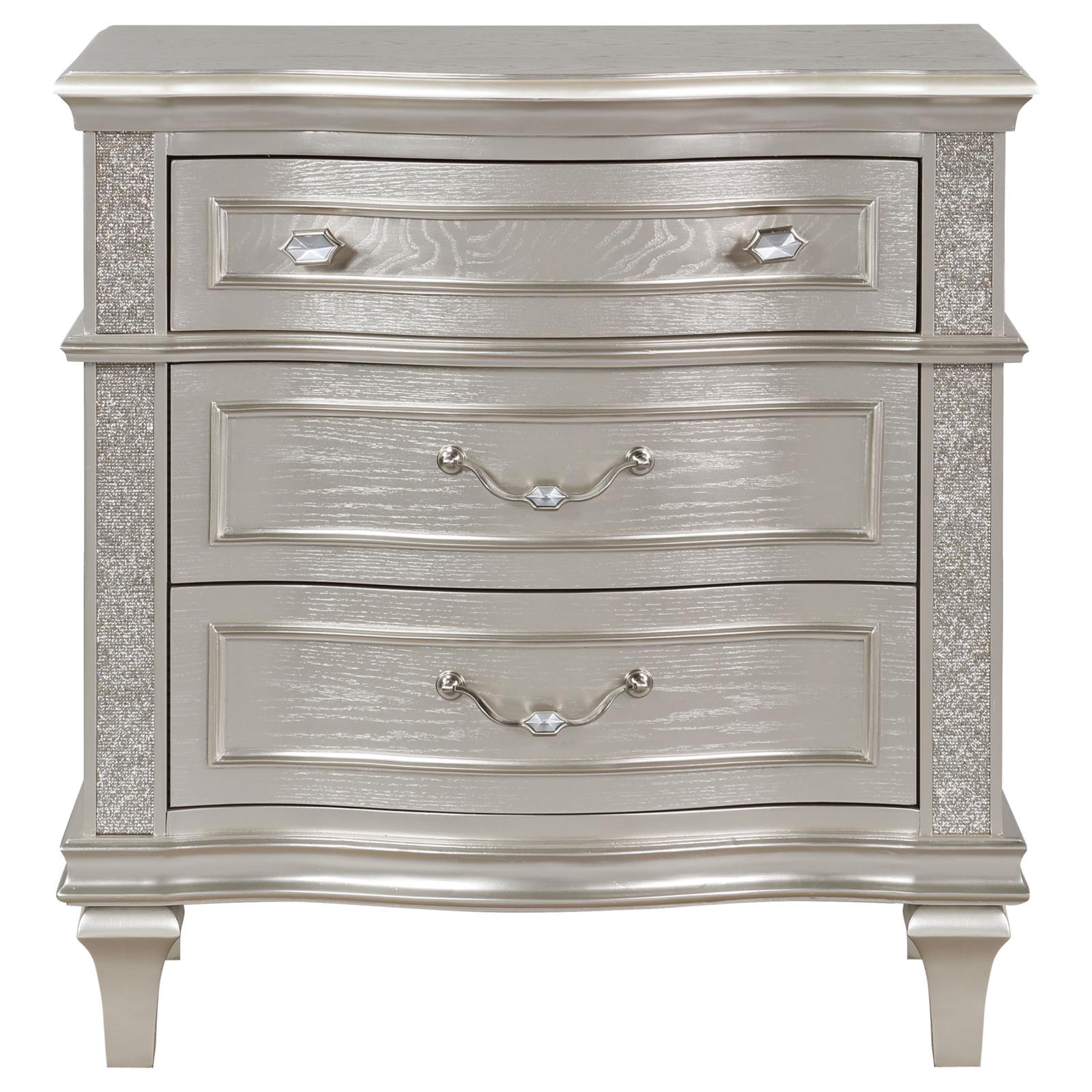 Evangeline 3-drawer Nightstand Silver Oak - Image 3