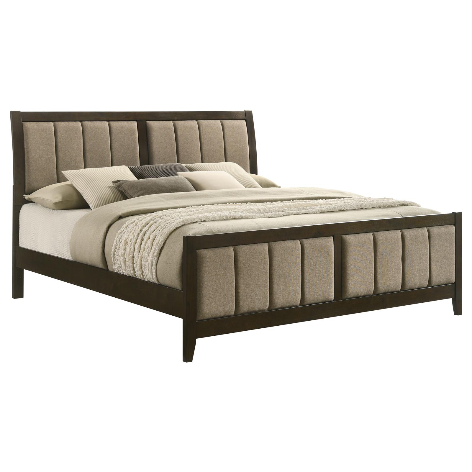 Wilkes Eastern King Vertical-Channel Upholstered Panel Bed Dark Cocoa - Image 3