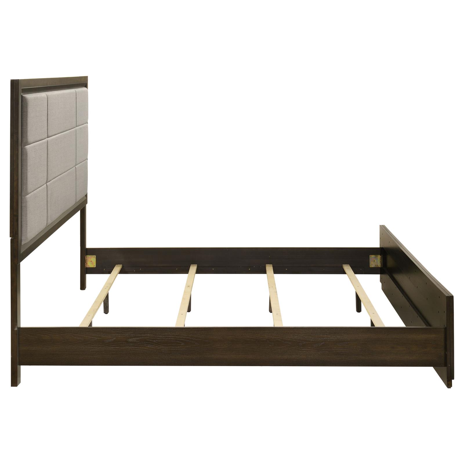Atlas 63-inch Eastern King Upholstered Panel Bed Grey and Dark Oak - Image 6