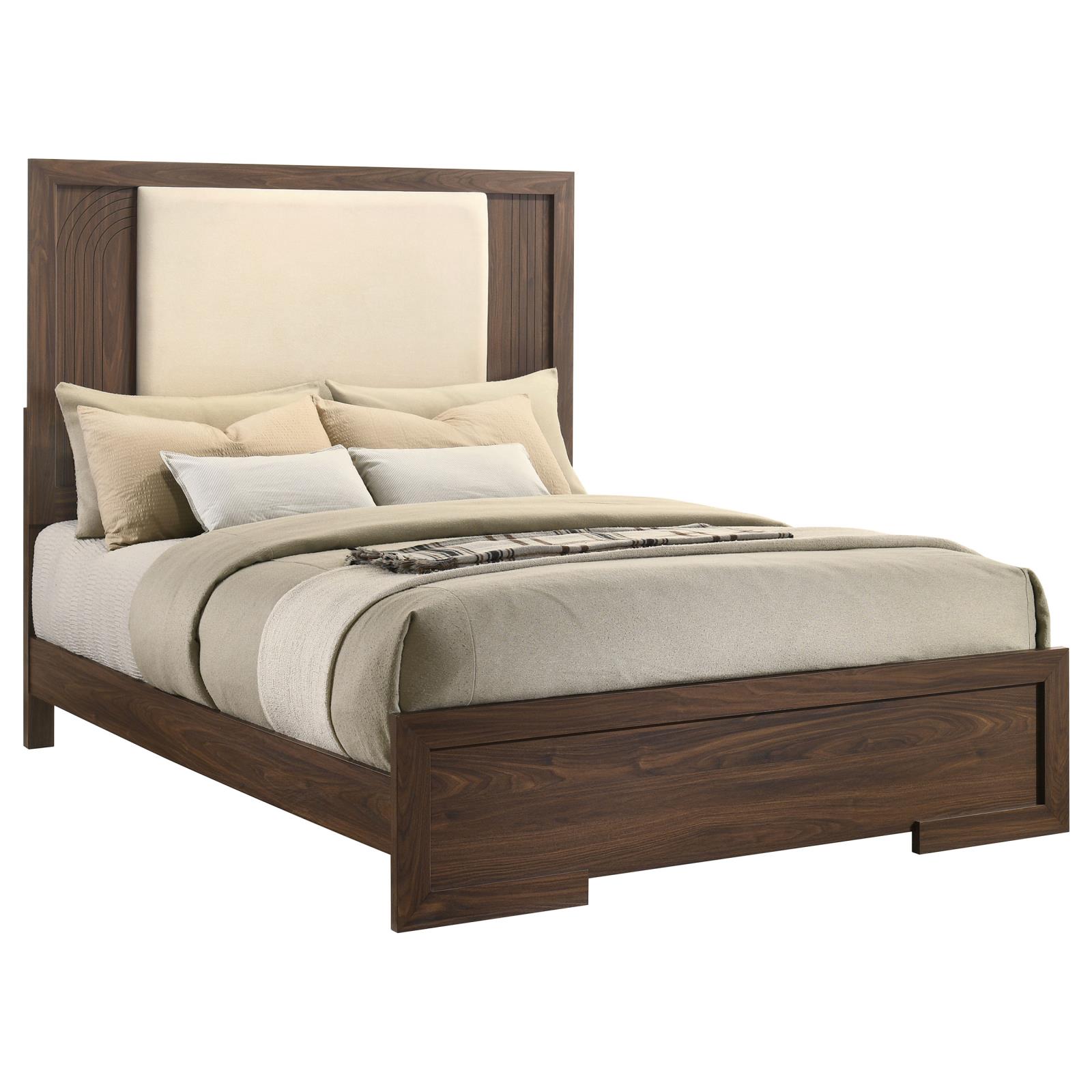 Etienne Queen Velvet Upholstered Panel Bed Walnut - Image 3
