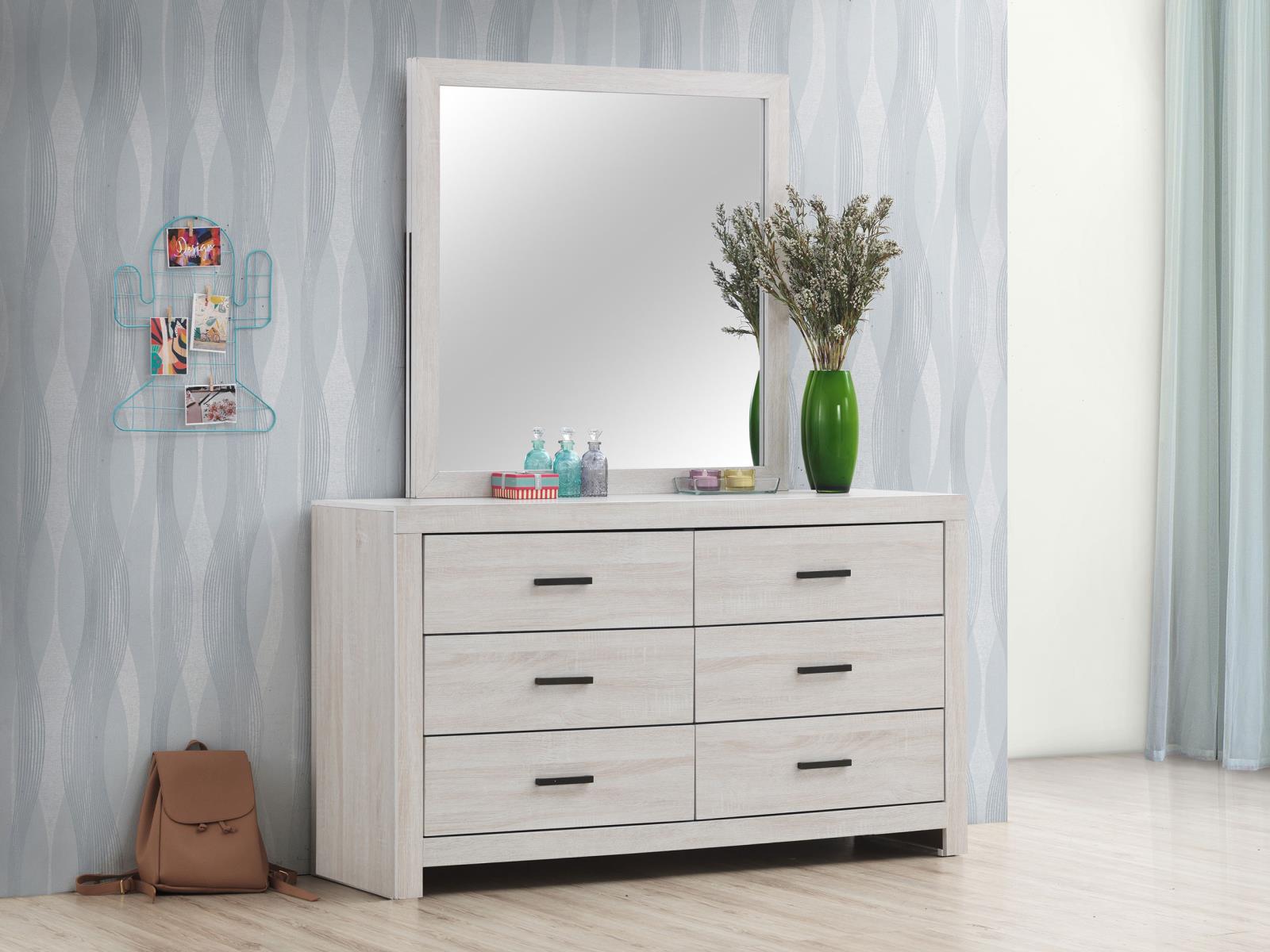 Brantford 6-drawer Dresser with Mirror Coastal White - Image 2