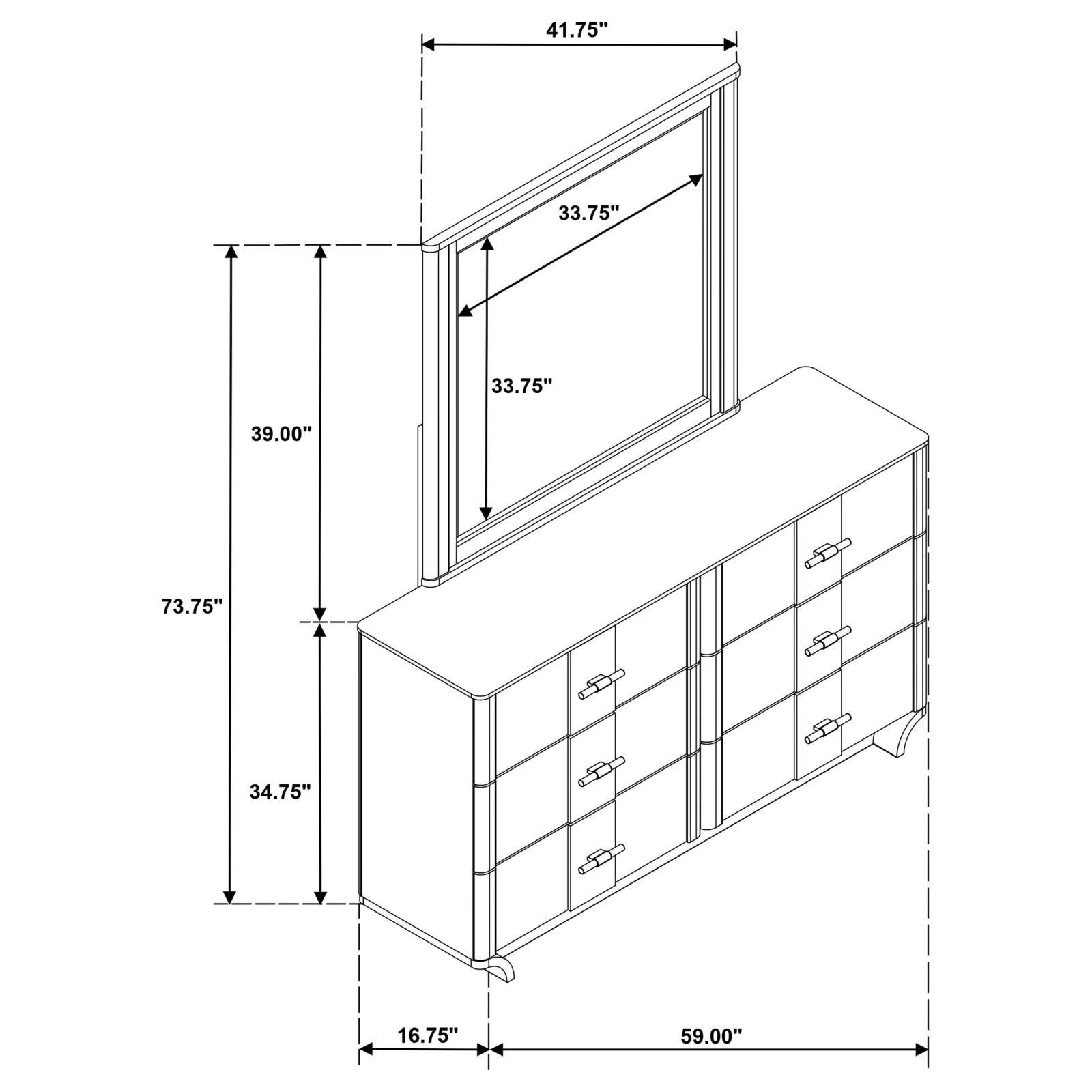 Leanne 6-drawer Sinter Stone Top Dresser and Mirror Light Oak - Image 15