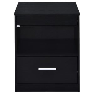 Fabre 1-drawer Extendable Top Nightstand Bedside Table Black Ash