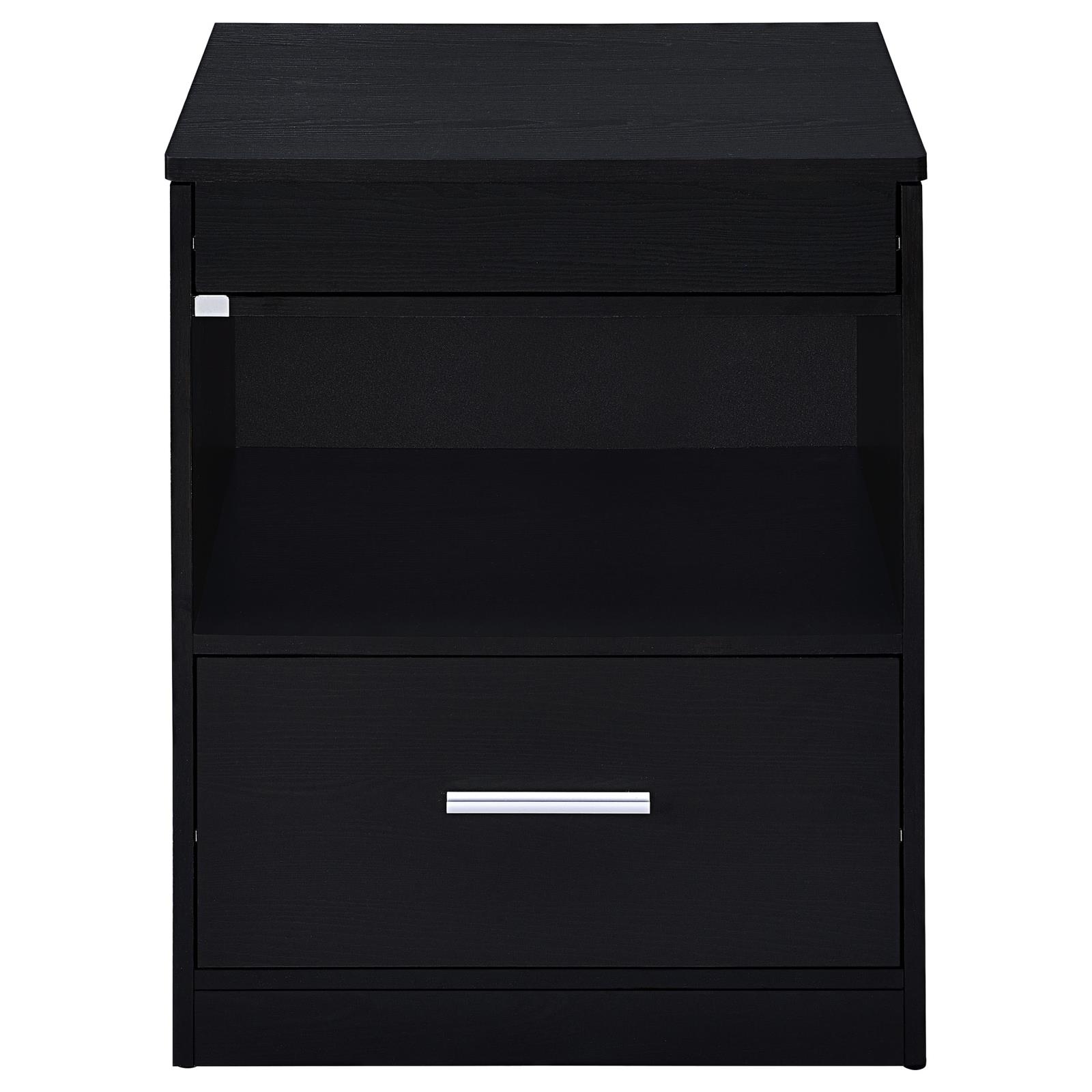 Fabre 1-drawer Extendable Top Nightstand Bedside Table Black Ash - Image 4