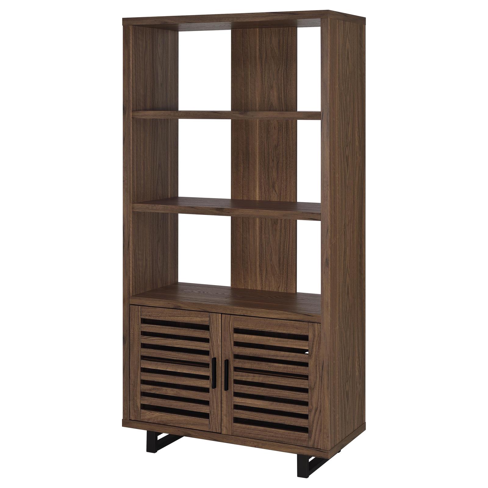Maddox 71-inch 5-shelf Cabinet Bookcase Walnut - Image 5