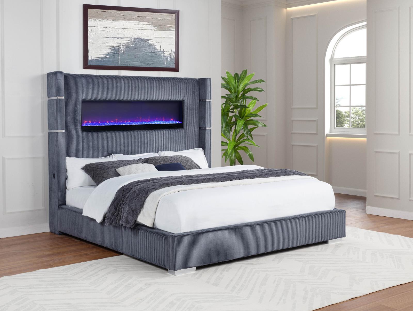 Tisdall Upholstered Cal King Flame Visualizer Bed - Image 2