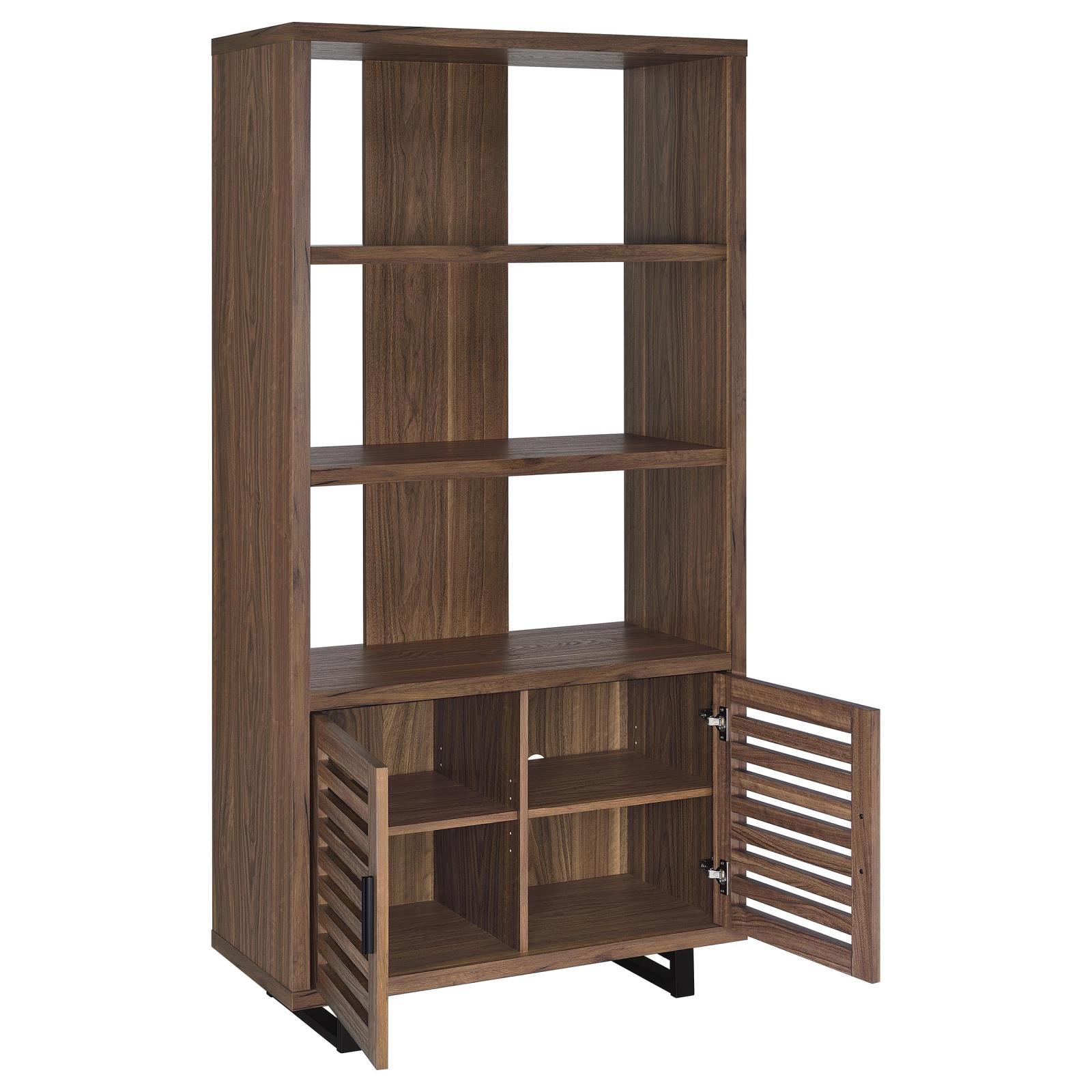 Maddox 71-inch 5-shelf Cabinet Bookcase Walnut - Image 3