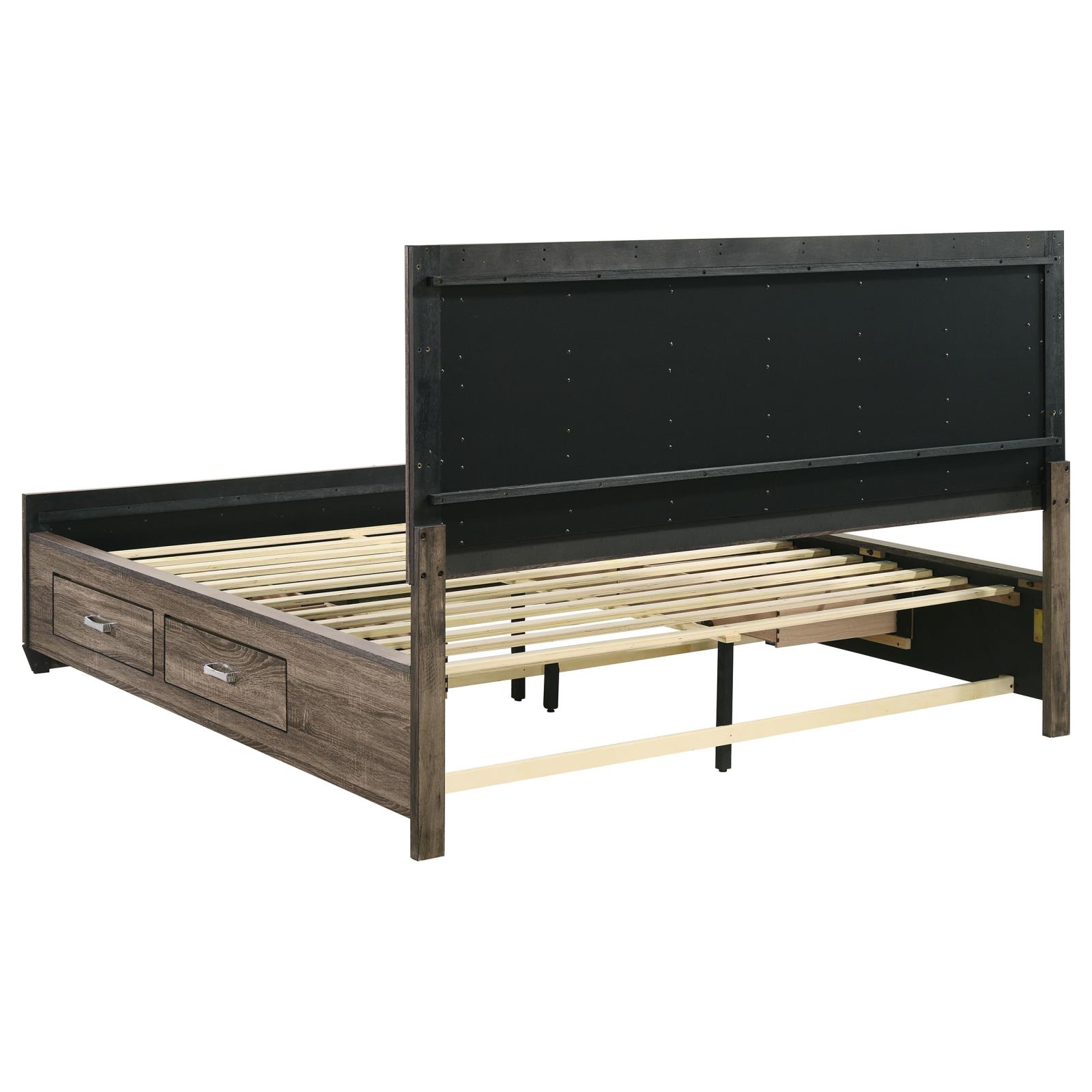 Kauffman Wood California King Storage Panel Bed Washed Taupe - Image 9