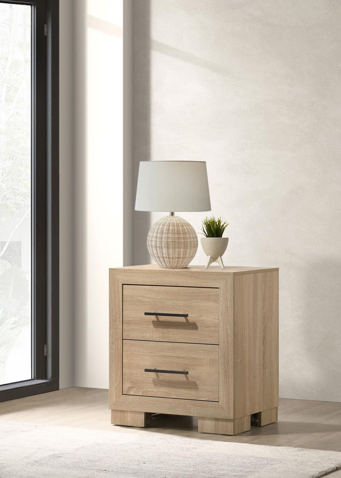 Arielle 2-Drawer Nightstand with Concealed Casters Light Oak - Image 2