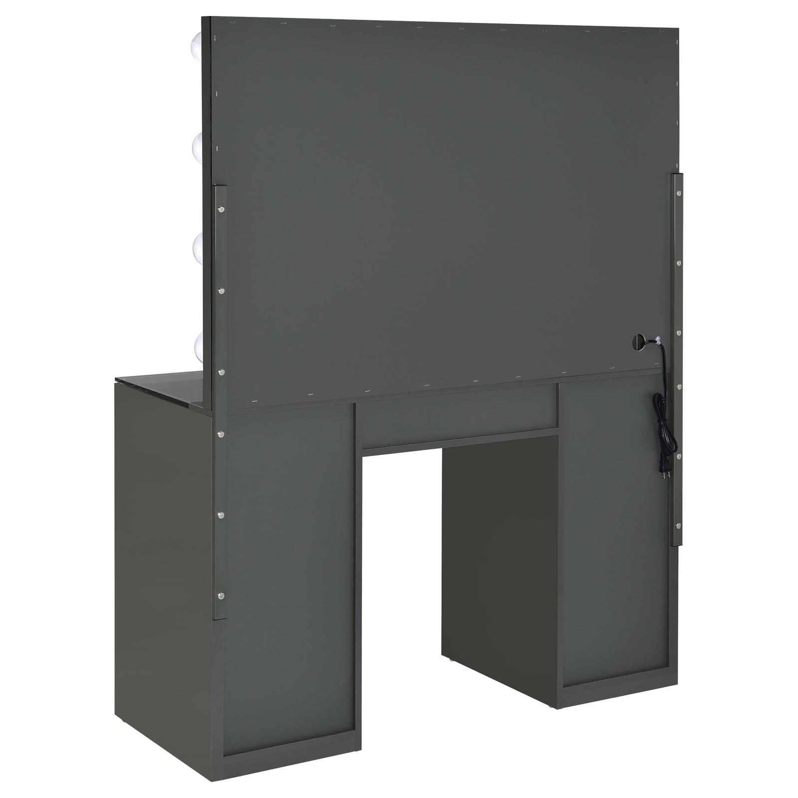 Acena 7-drawer Vanity Set with Lighting Grey High Gloss - Image 7