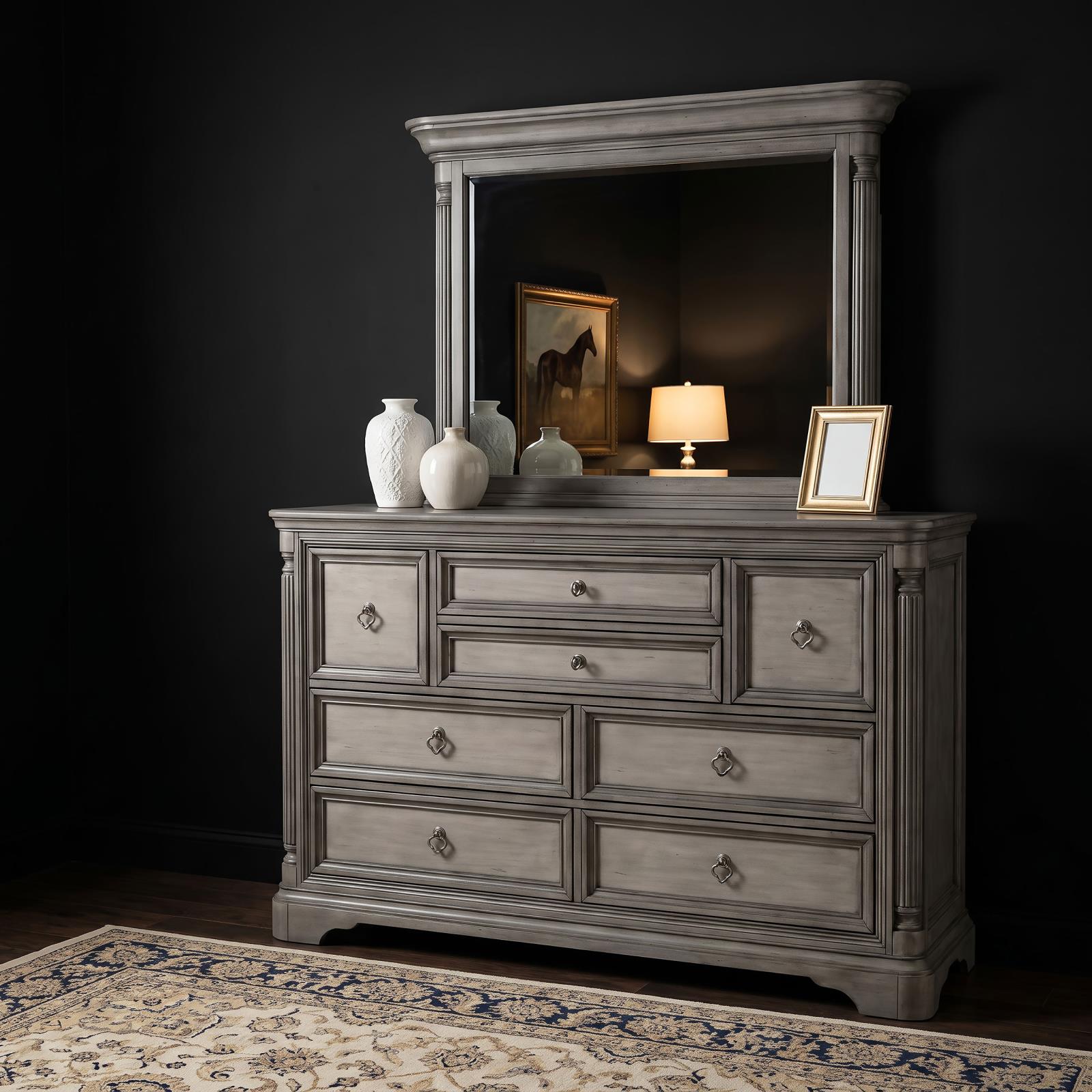 Cresswell 8-drawer Dresser with Mirror Weathered Taupe - Image 2