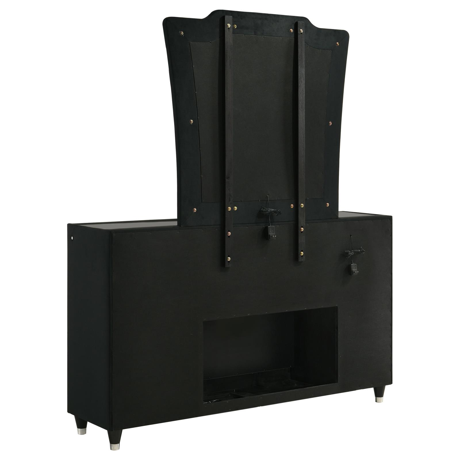 Lorient 8-drawer LED Flame Box Dresser and Mirror Black - Image 6