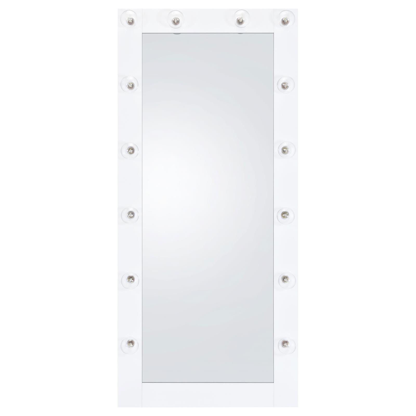 Zayan 32 x 71 Inch Floor Mirror LED Lighting White Gloss - Image 4