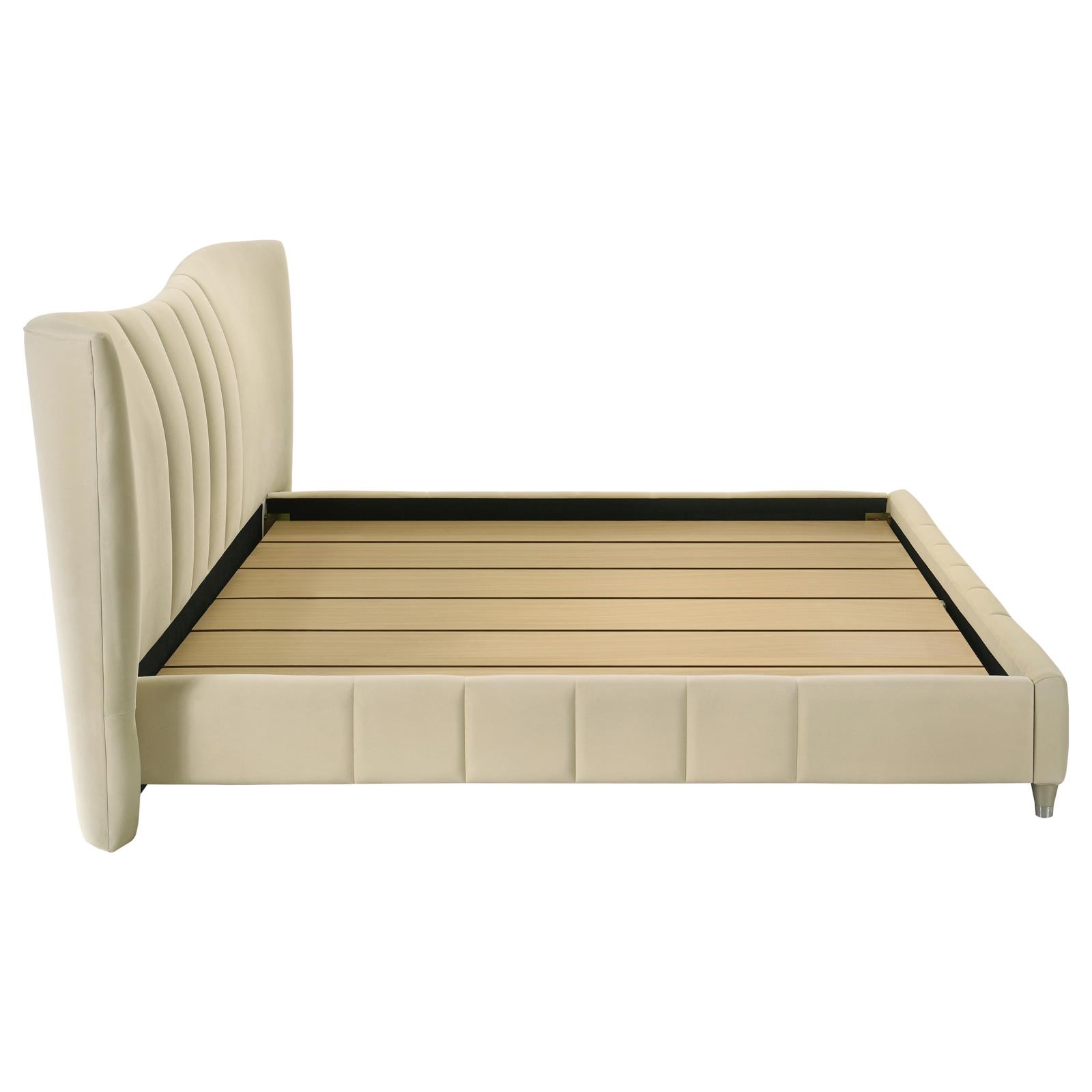 Evelyn Upholstered Eastern King Panel Platform Bed Ivory - Image 7