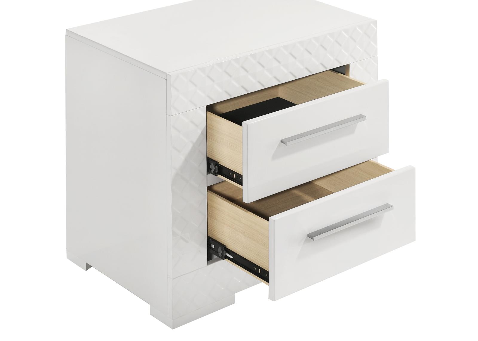 Ives 2-drawer Nightstand Bedside Table White High Gloss - Image 10